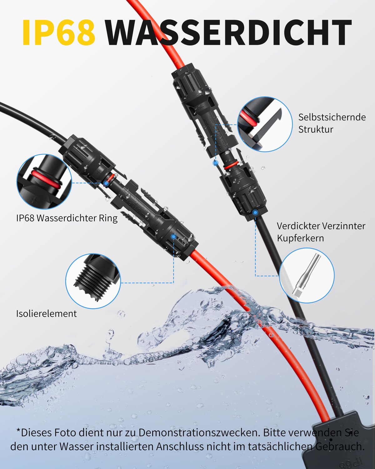 Solarkabel Y-Verteiler für bis zu 4 Module, Anschluss von bis zu 4 Solarmodulen - 2m