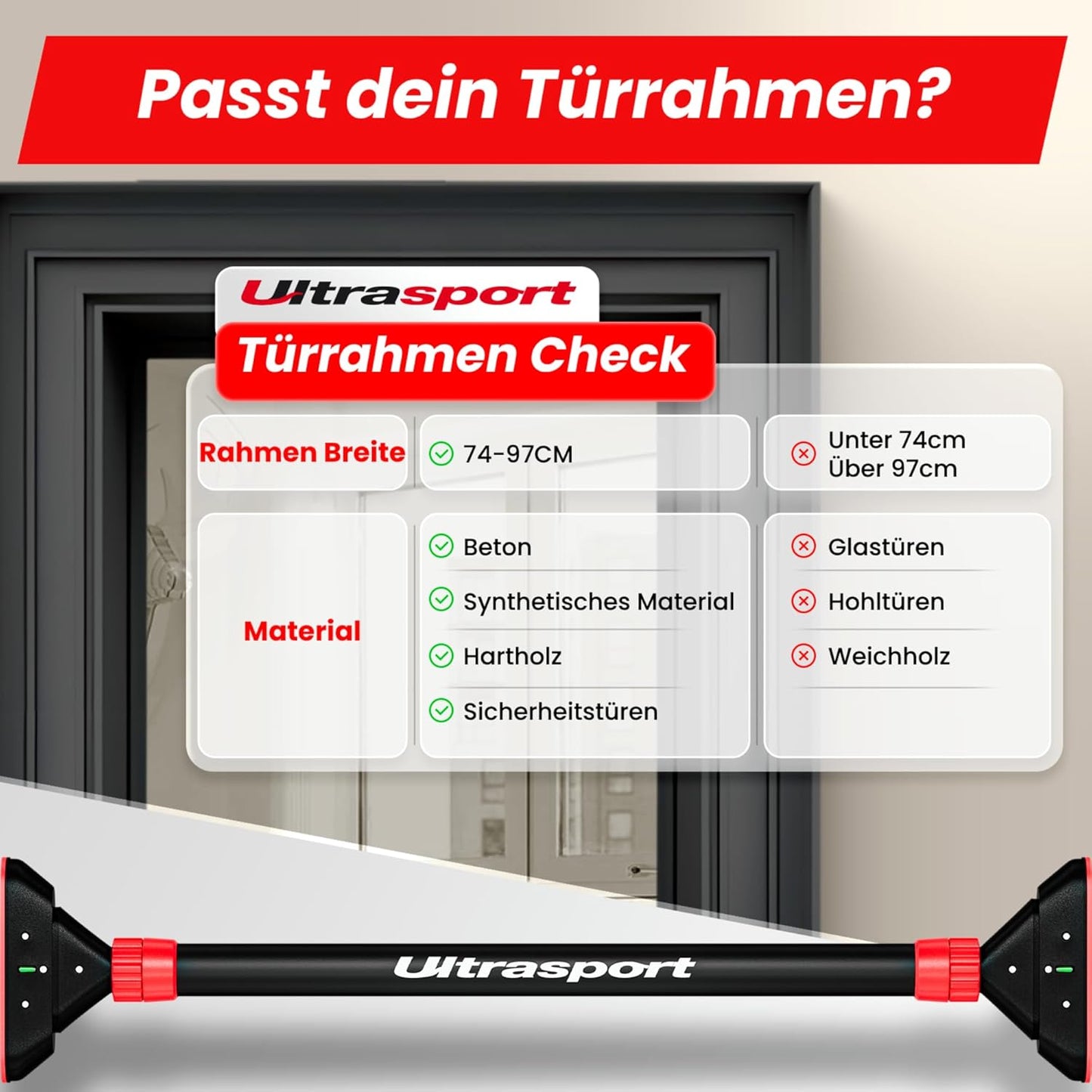 Verstellbare Klimmzugstange Bar Force 300 Pro, Klimmzugstange Bar Force 300 Pro (Schwarz)