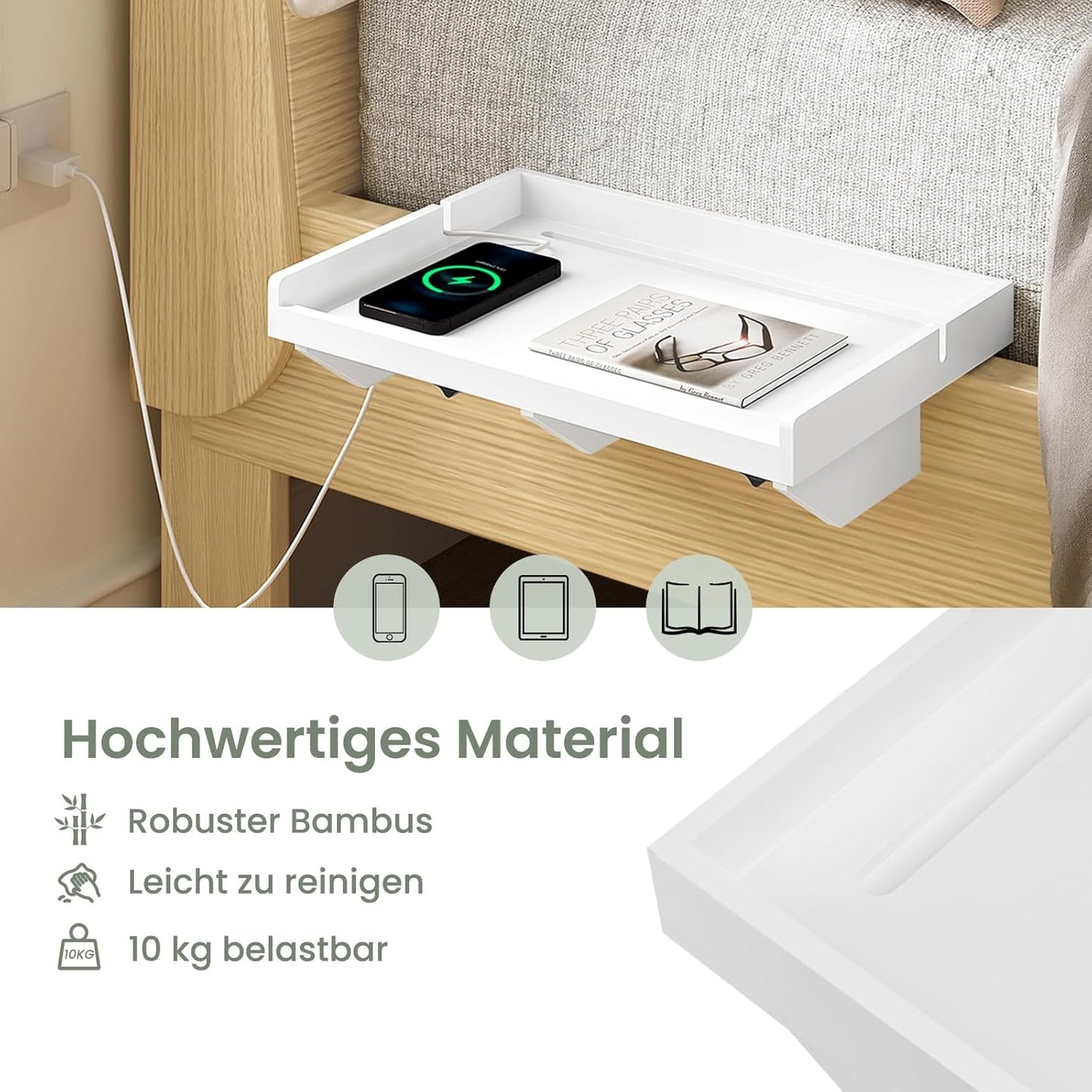 Nachttisch zum Aufhängen, Weiss