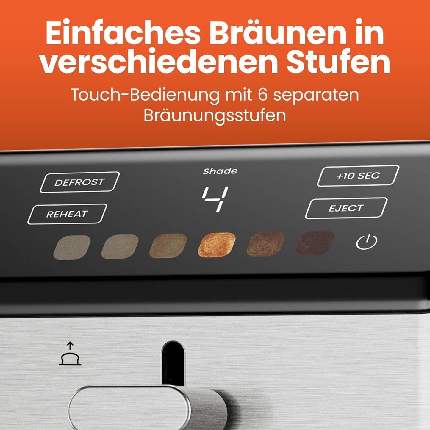 Digitaler 2-Scheiben-Toaster mit Touchscreen, Digital Edelstahl