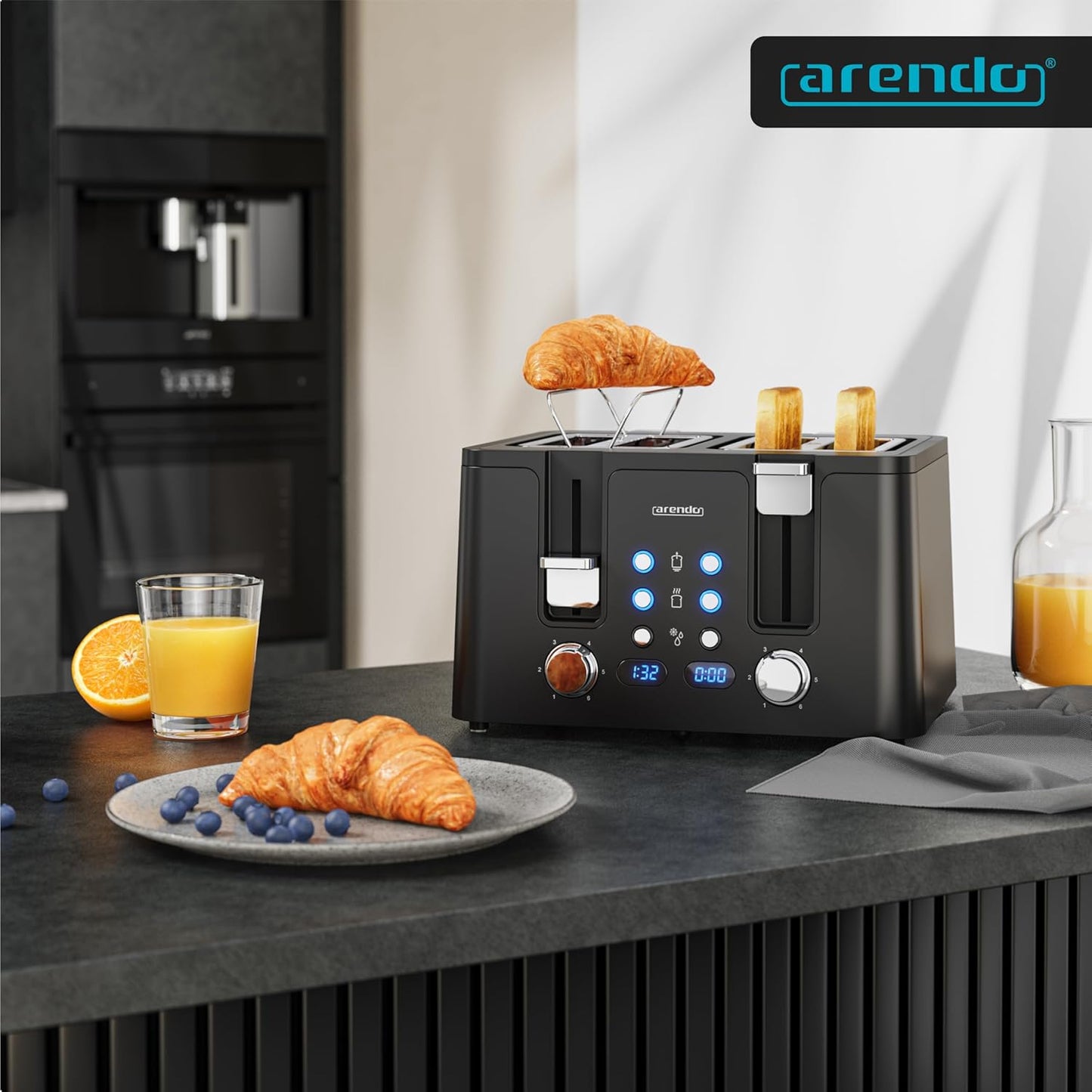 Toaster Manana X2 für 4 Scheiben, A: Schwarz