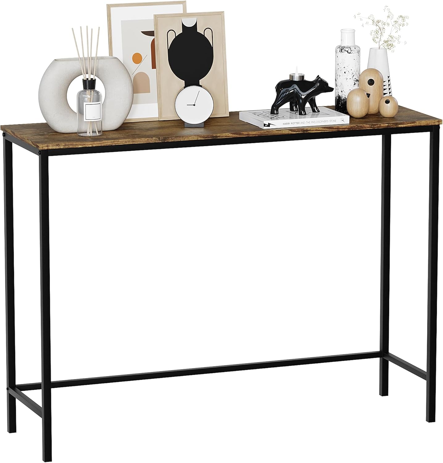 Brooklyn Konsolentisch aus Holz, ohne Schublade, Dark Wood No Drawer