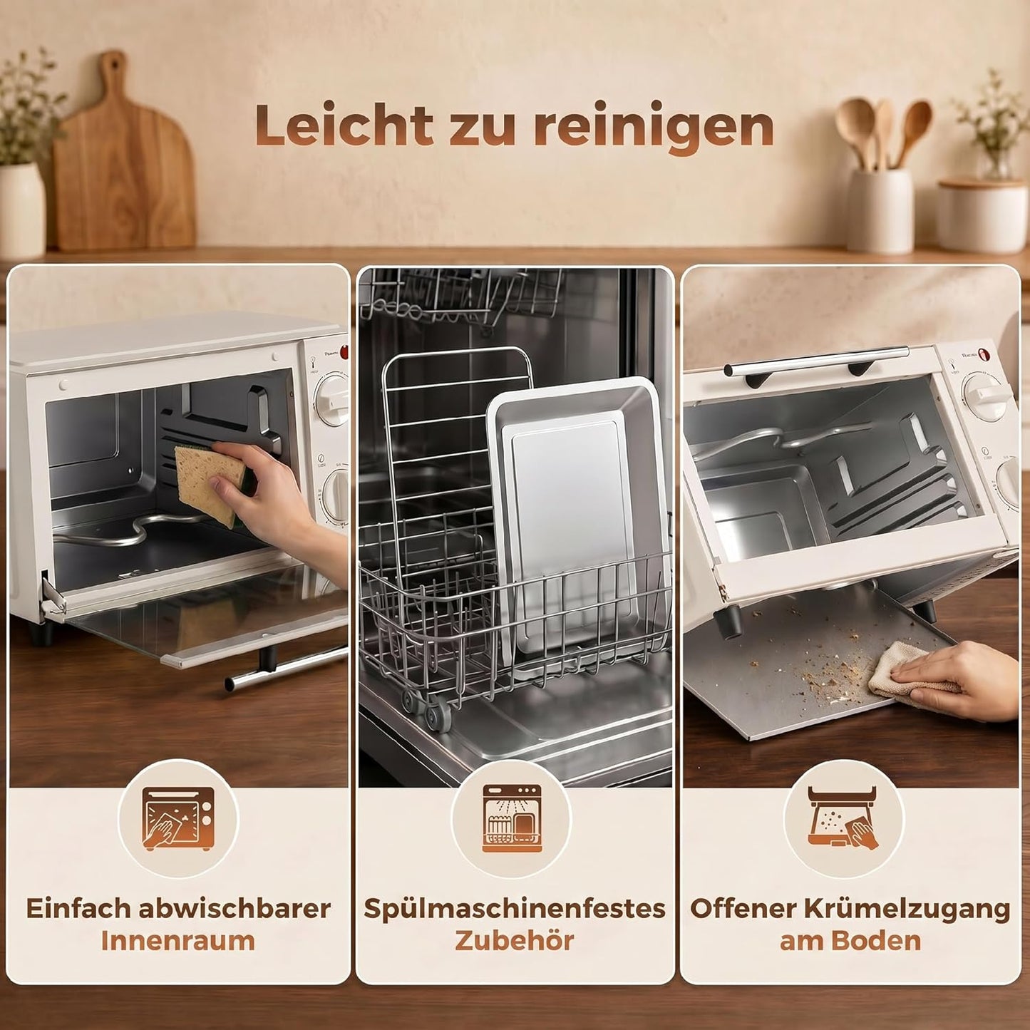 Mini-Backofen, 9 L, Cremeweiss