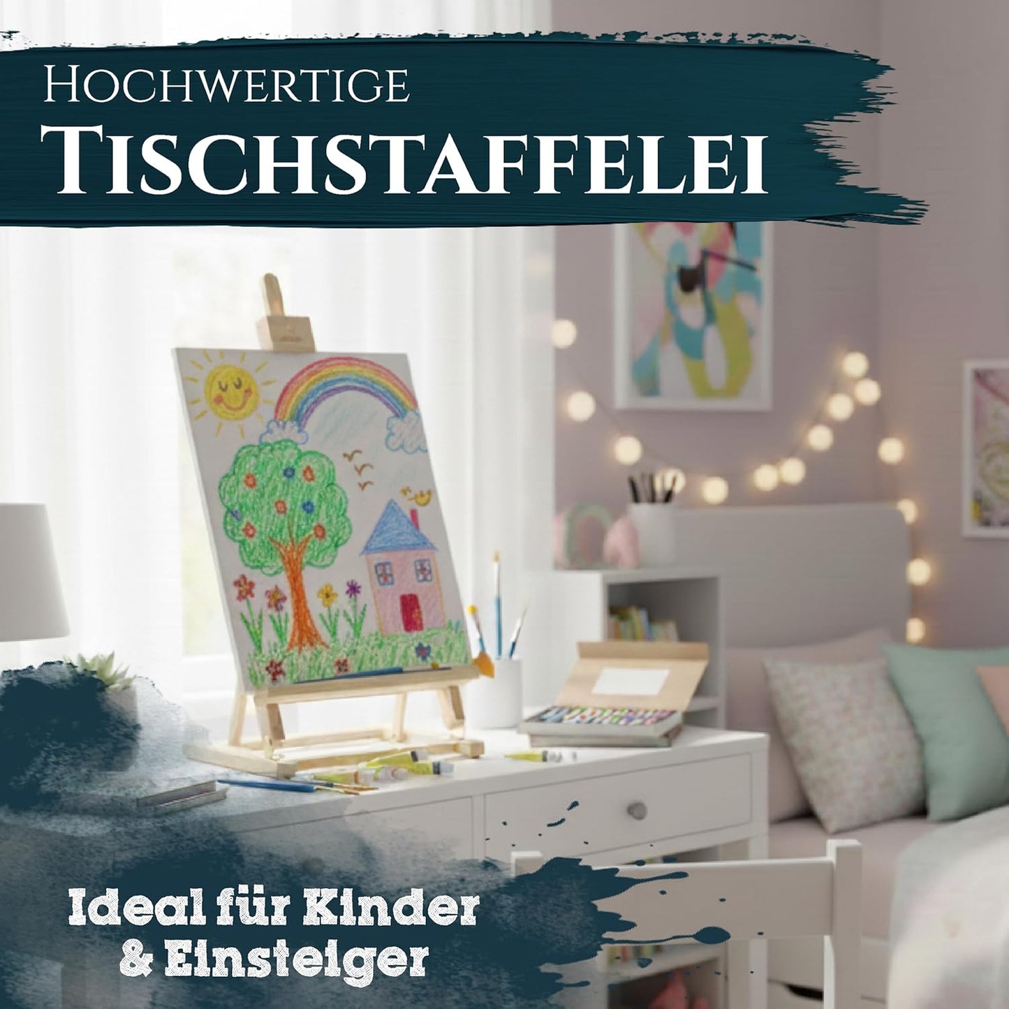 Verstellbare Tischstaffelei, Staffelei aus Kiefernholz