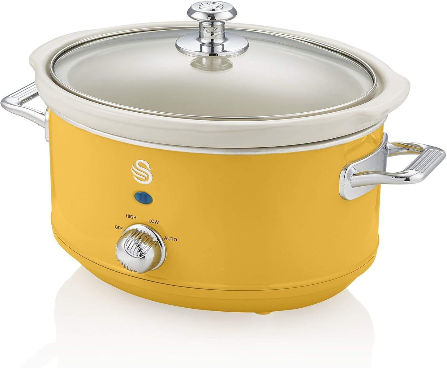 Retro Slow Cooker mit Keramik-Behälter, Gelb