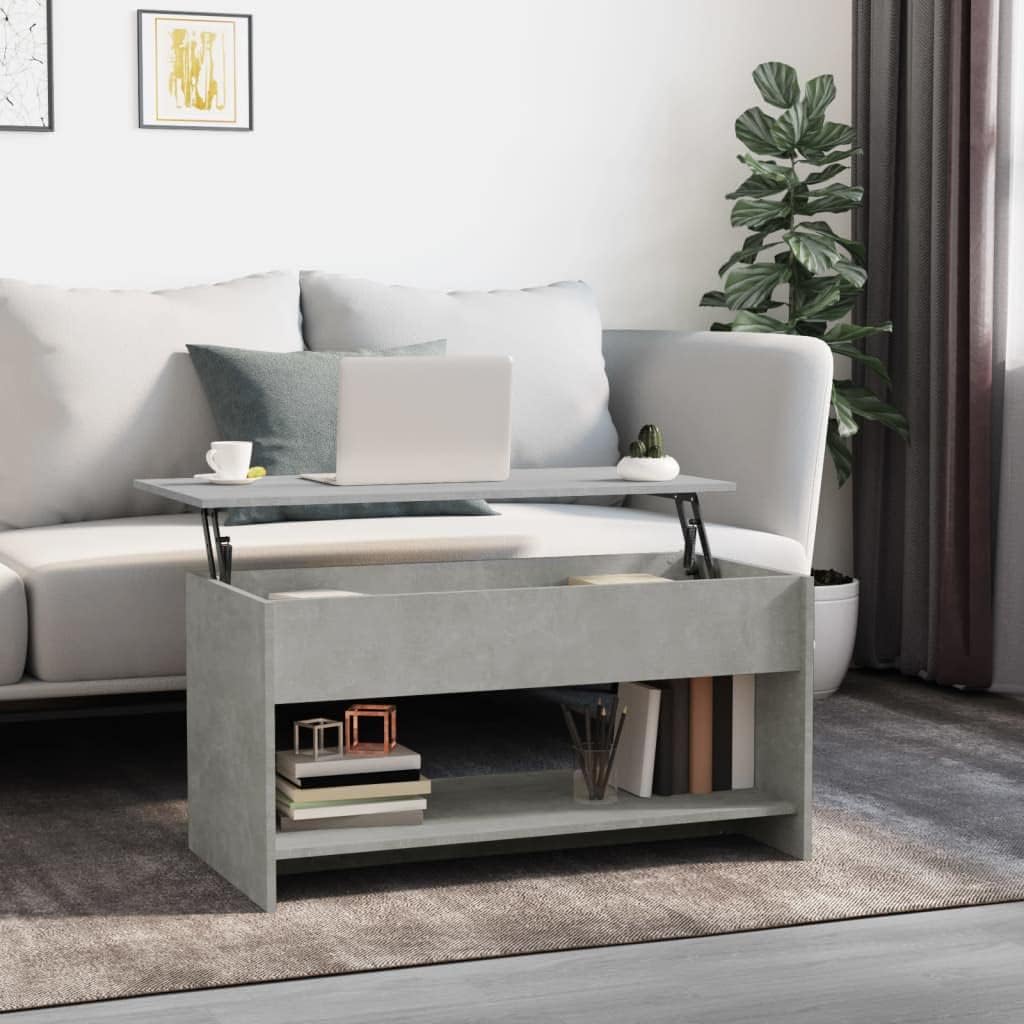 Couchtisch mit verstellbarer Tischplatte, Betongrau 102 x 50 x 52.5 cm
