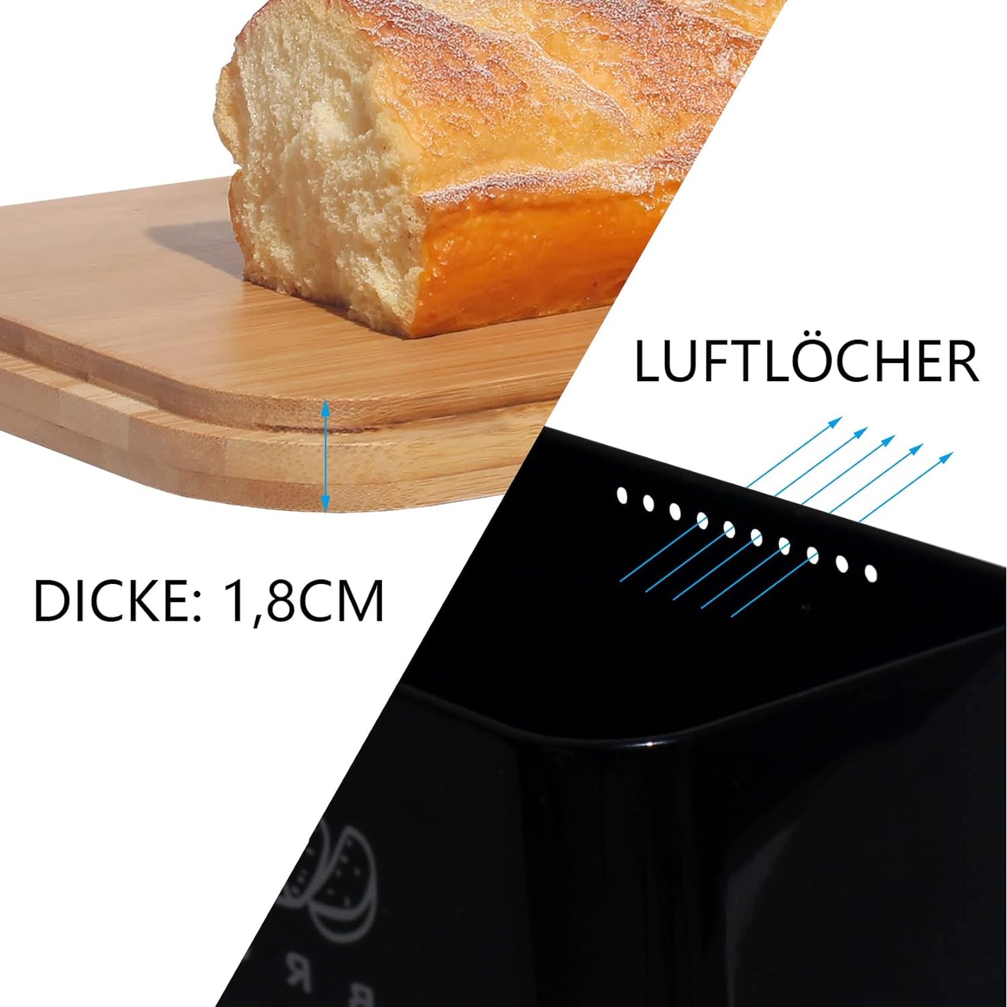 Brotkasten, Schwarz-30cm
