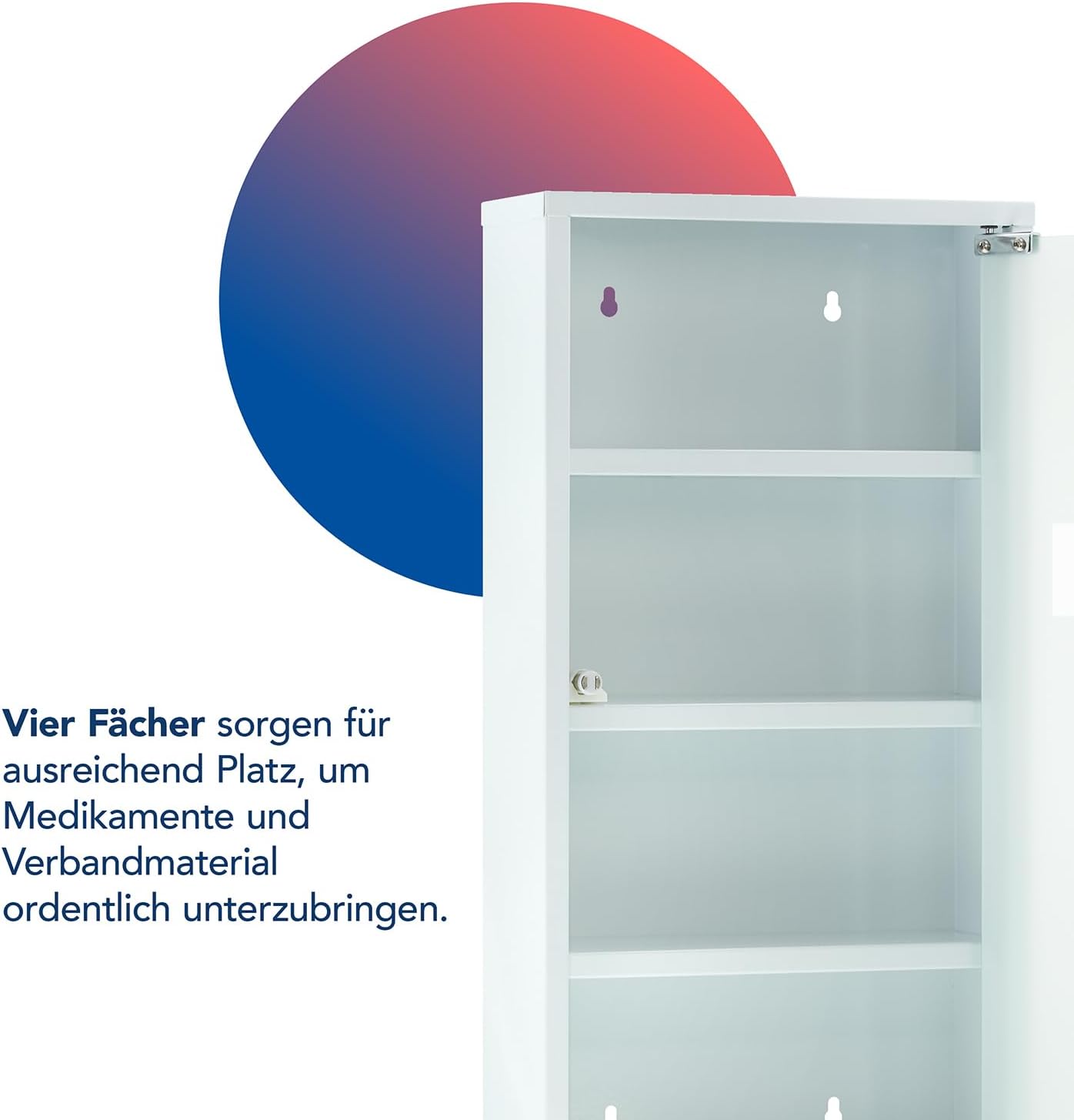 Abschliessbarer Medikamentenschrank mit 4 Fächern, Ohne Füllung