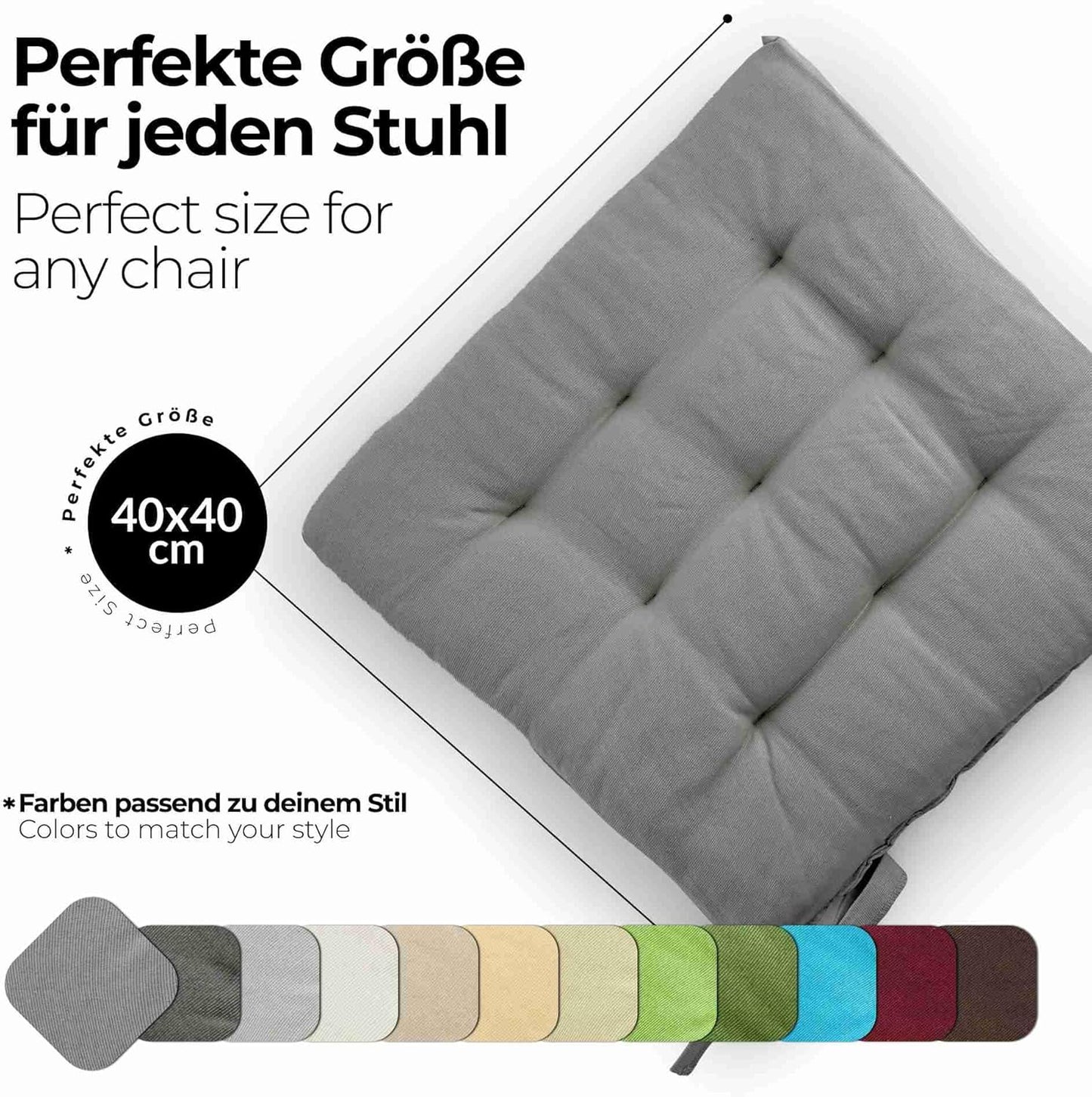 Sitzkissen-Set für Innen & Aussen (4er-Set), 4 Stück - 40x40 cm Grau