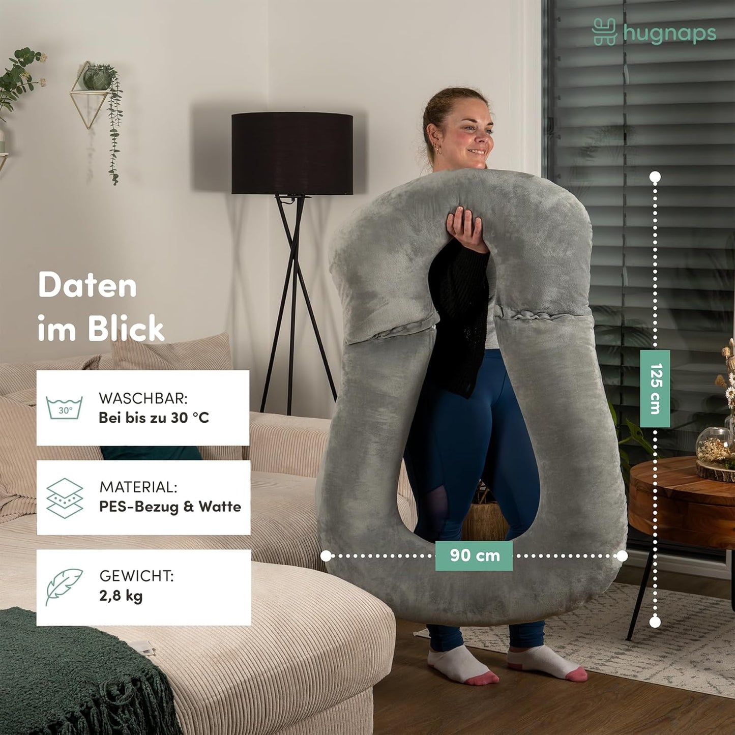 Zweiteiliges Lese- und Rückenkissen für Bett und Sofa, Grau