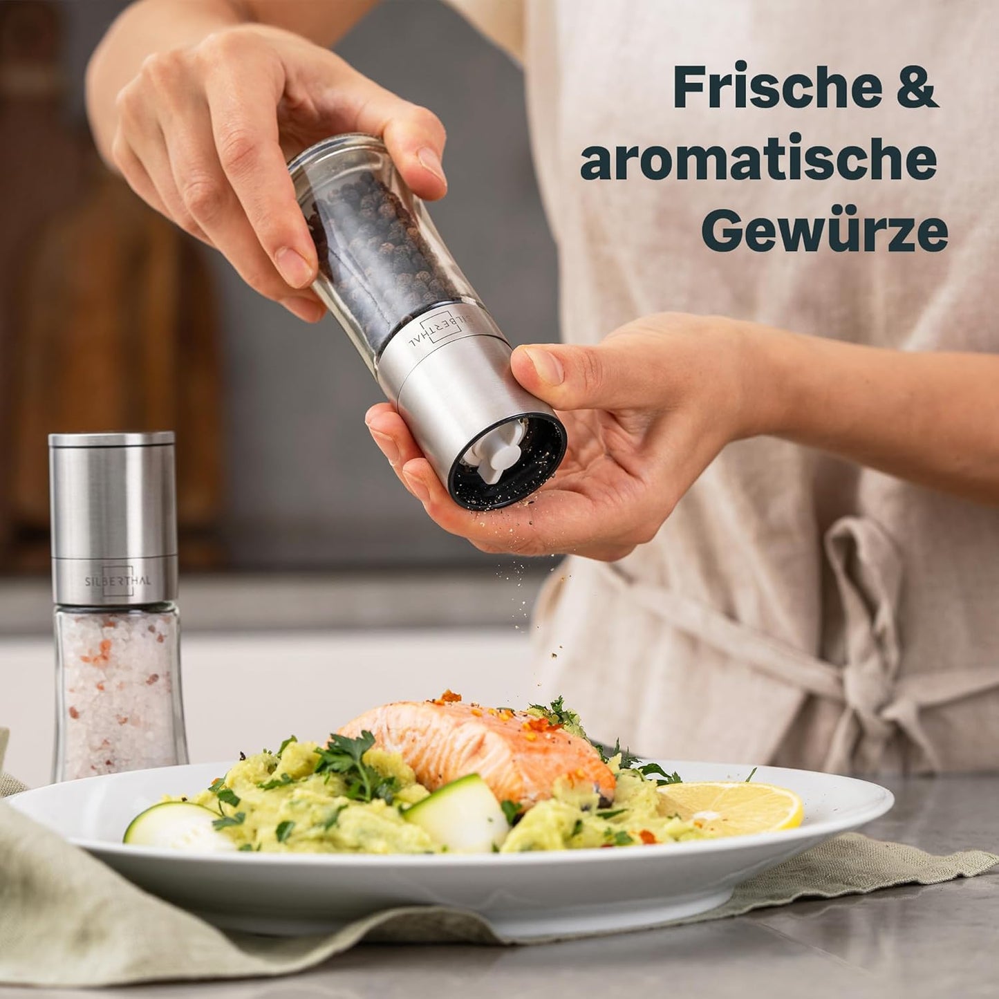 Gewürzmühlen-Set mit Keramikmahlwerk, 4er Set