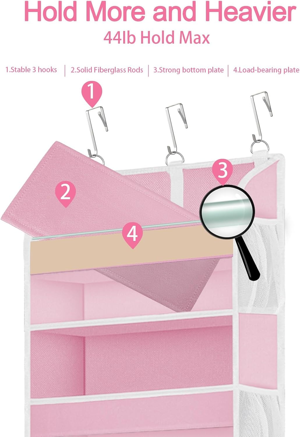 Tür-Hängeorganizer (2 Stück), 2 Stück Rosa