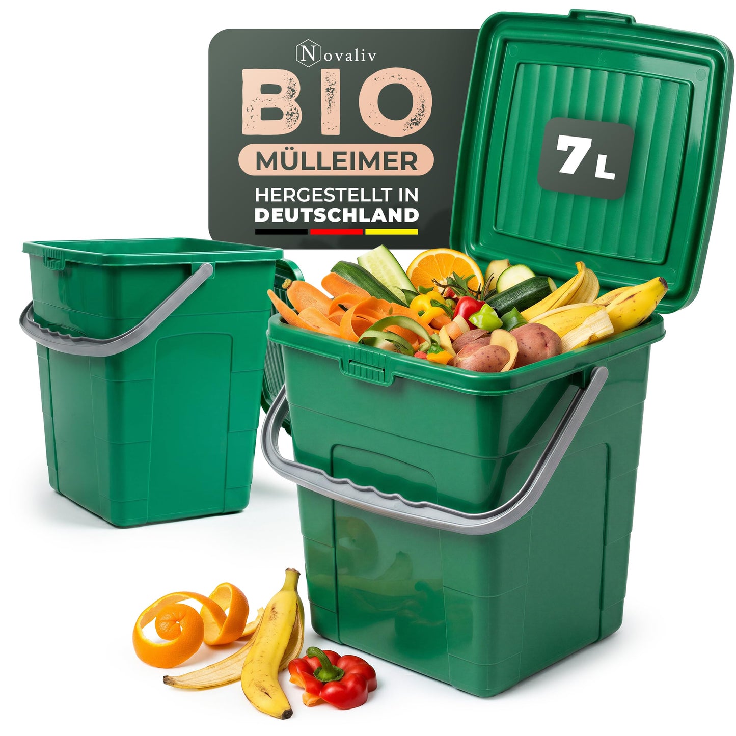 Biomülleimer 2er-Set, stapelbar, 2