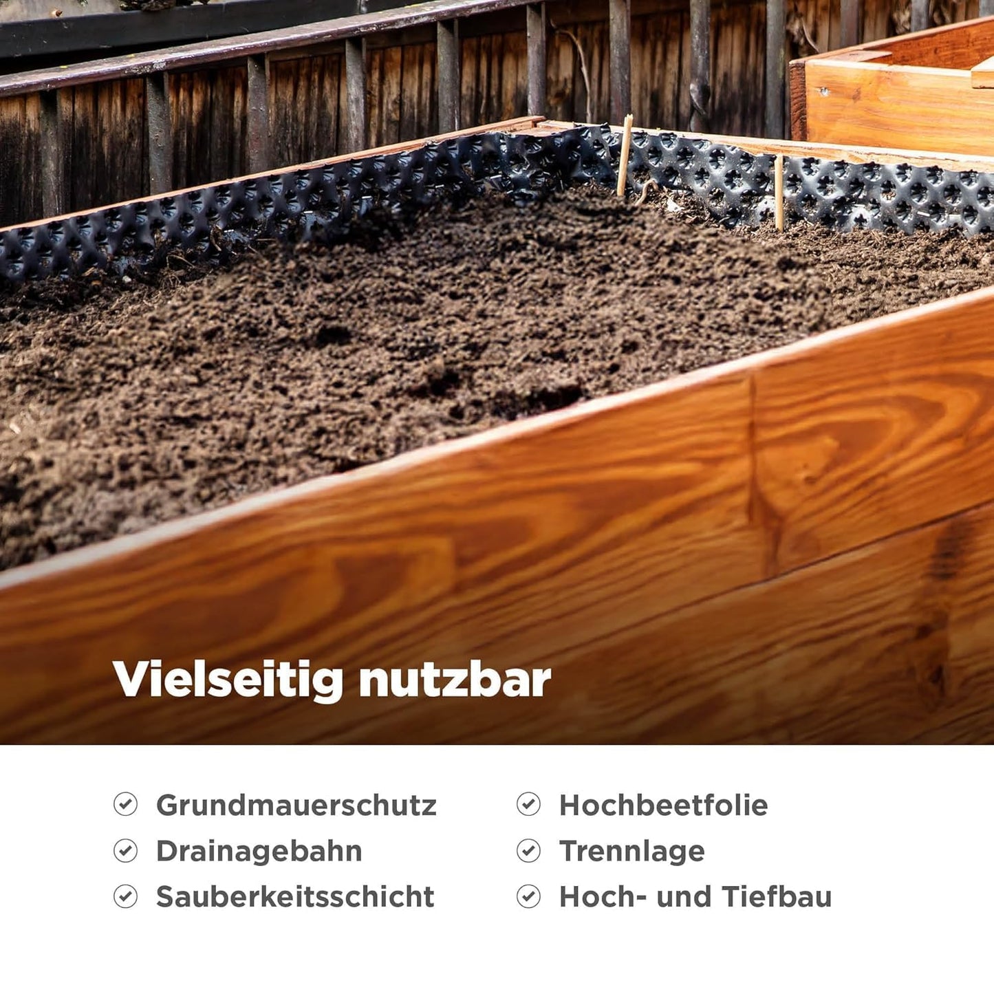 Noppenbahn HDPE Drainage- und Grundmauerschutz, 0,80 m x 6 m schwarz 1
