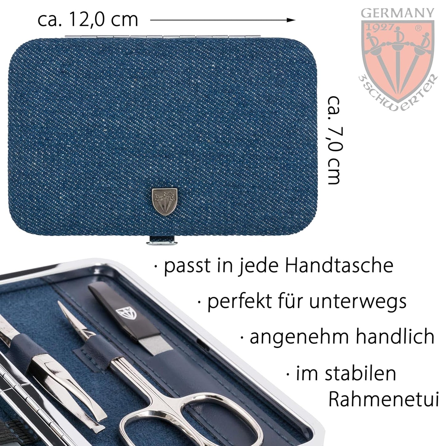 Maniküreset 'Genova', BLAU / TEXTIL-JEANS