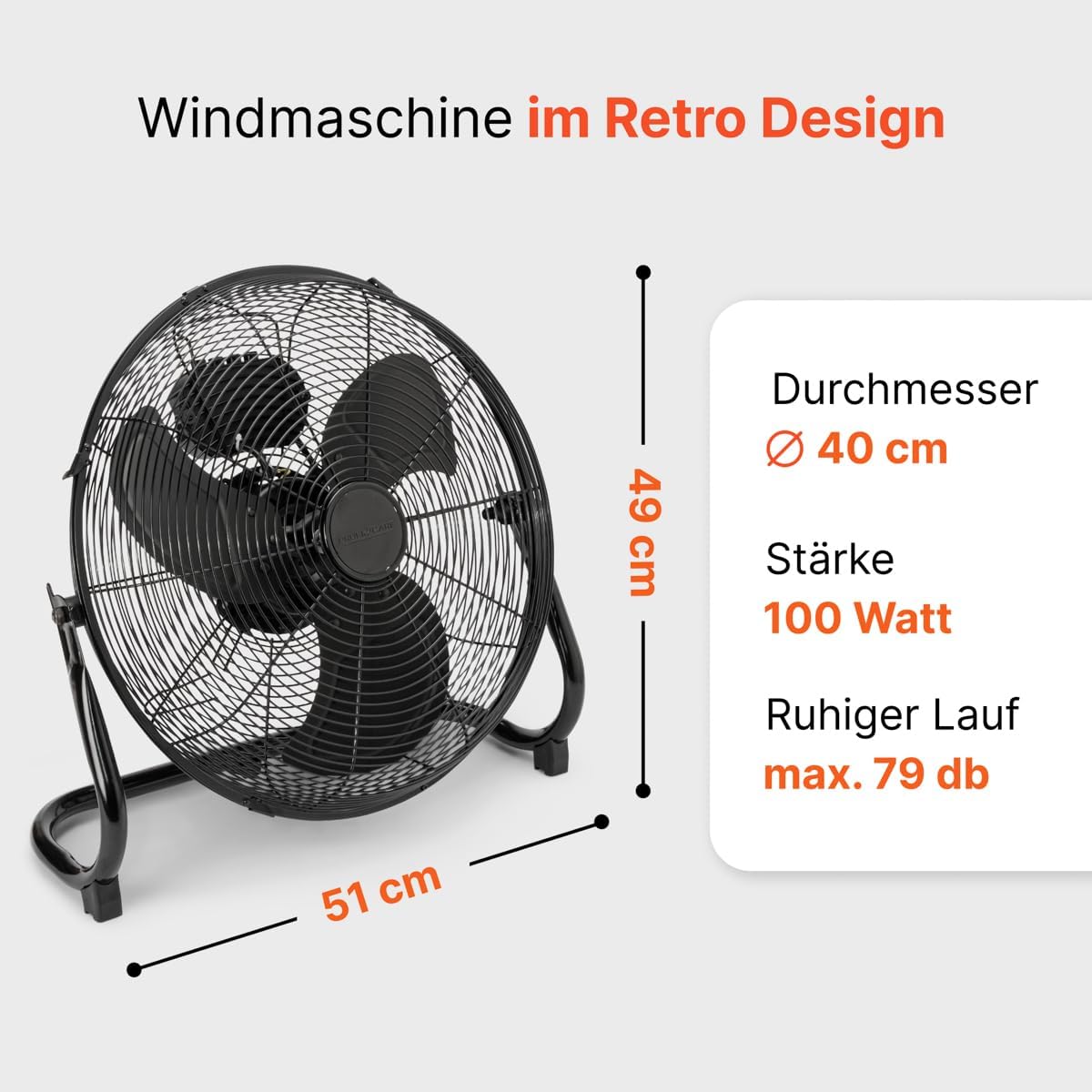 Windmaschine Bodenventilator PC-VL 3065 WM, Schwarz