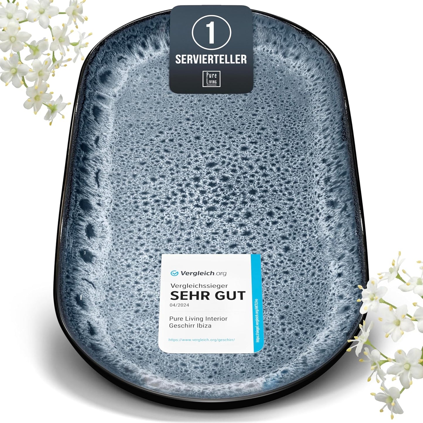 Ovale Servierplatte, Servierplatte Graublau
