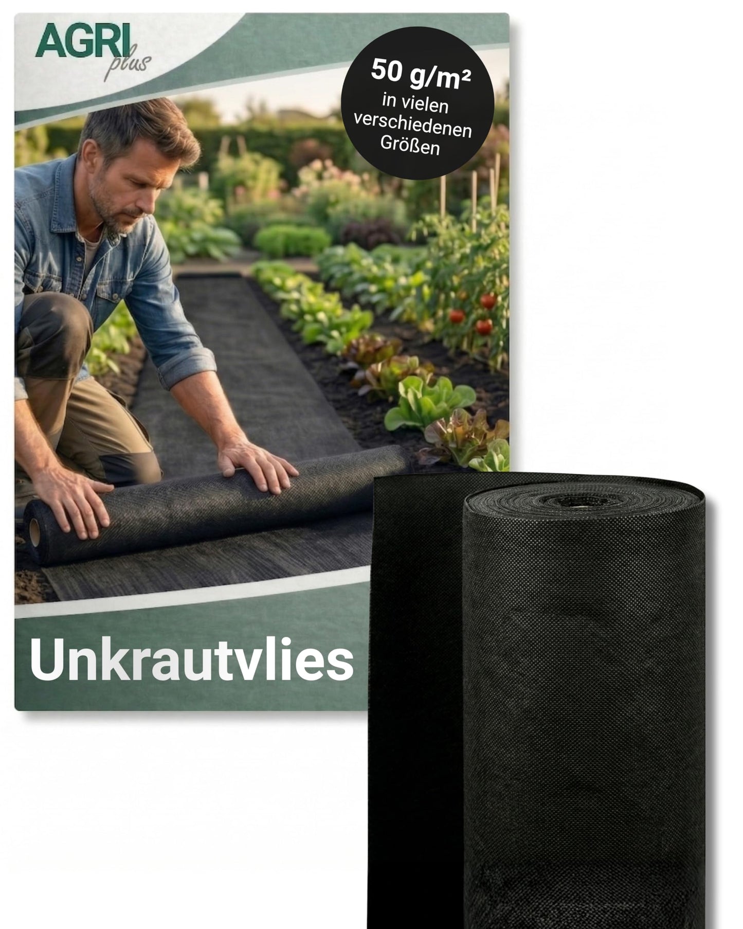 UV-beständiges Unkrautvlies wasserdurchlässig & reissfest, 50g / m2 1,2m x 100m