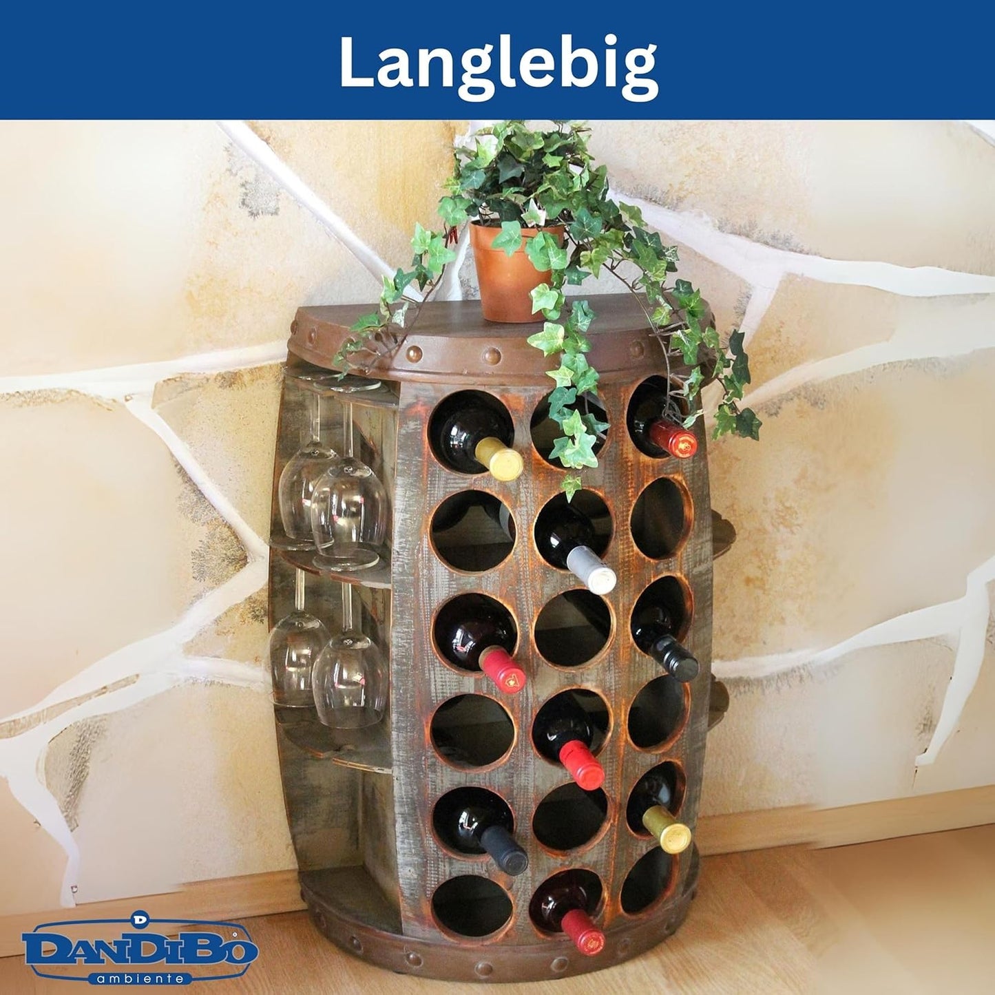 Weinfass Flaschenregal & Beistelltisch 1486