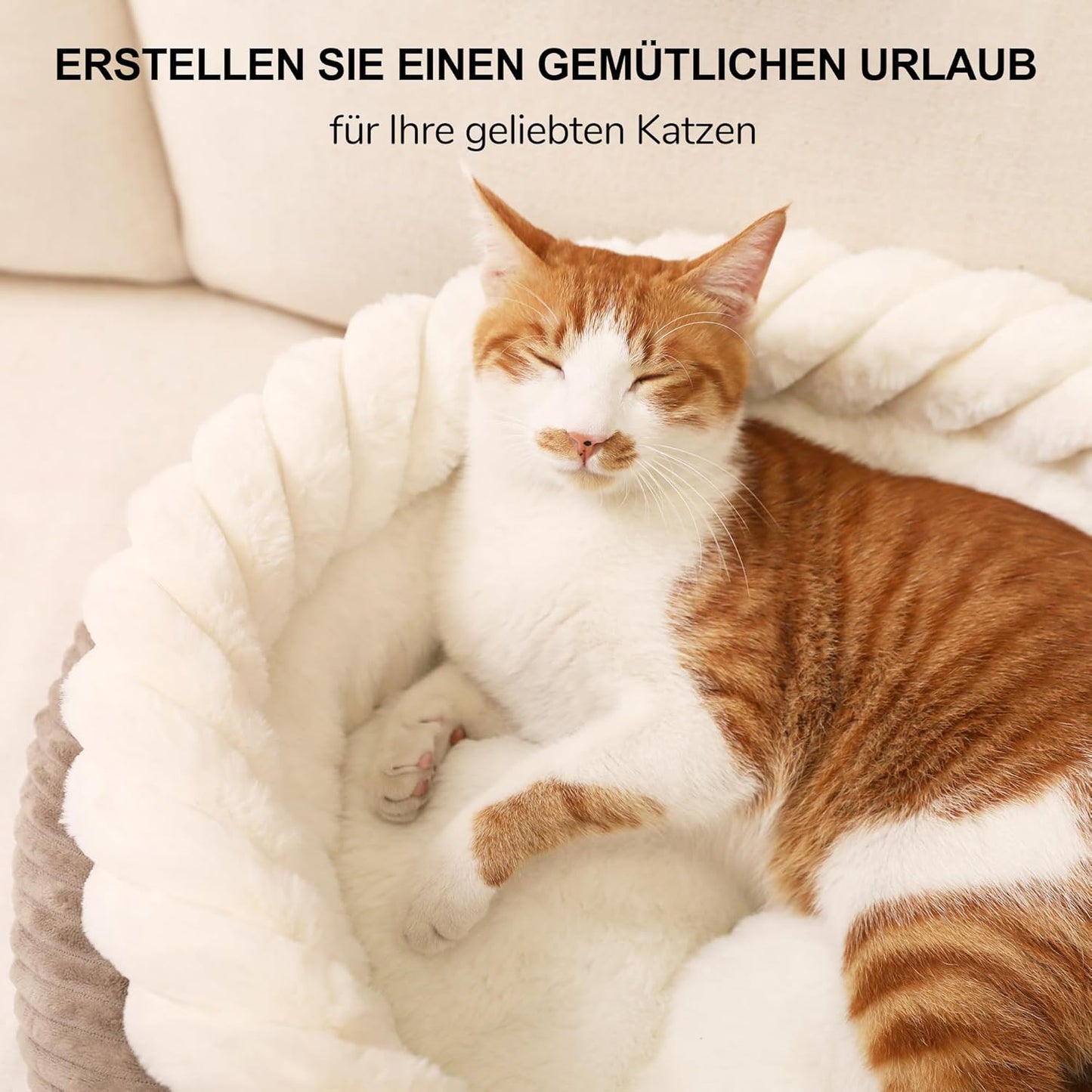 Katzenbett, L 55 x B 55 x H 21 cm Kamelfarben
