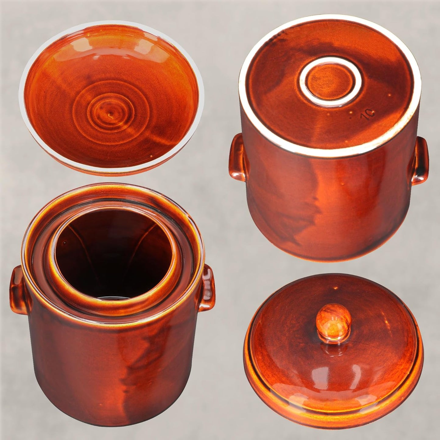 Gärtopf mit Hermetikdeckel, 10 L, 10 L Braun