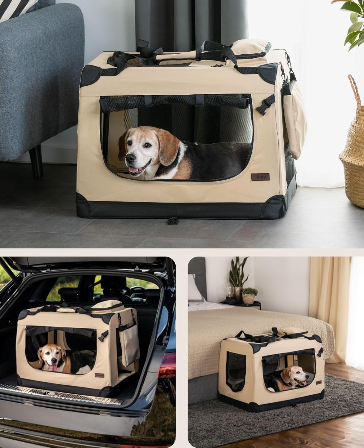 Hundetransporttasche, Beige, 3 - M: 70x52x50 cm