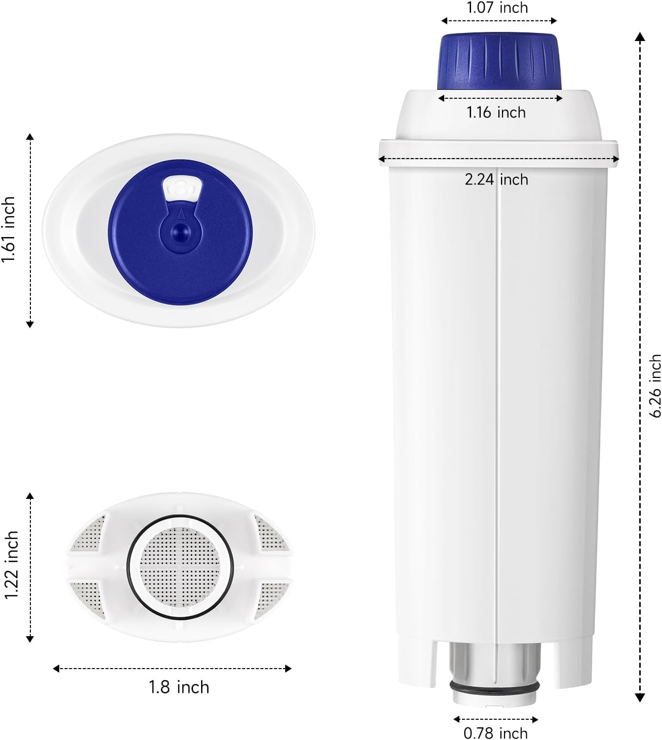 Ersatz-Wasserfilter für Delonghi Kaffeevollautomaten (6 Stück), 6