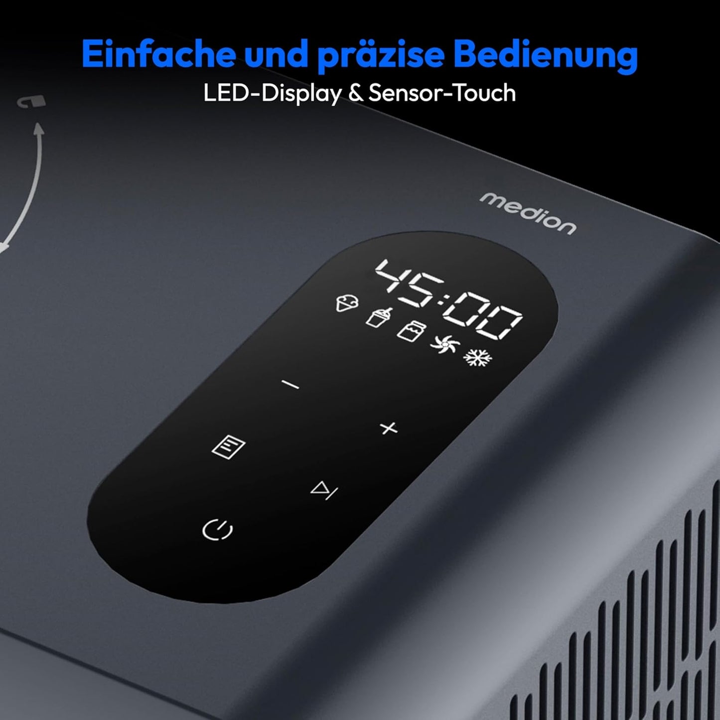 MD 100087 Speiseeisbereiter mit Kompressor und Touch-Display, Eiscreme, Joghurt & Slush