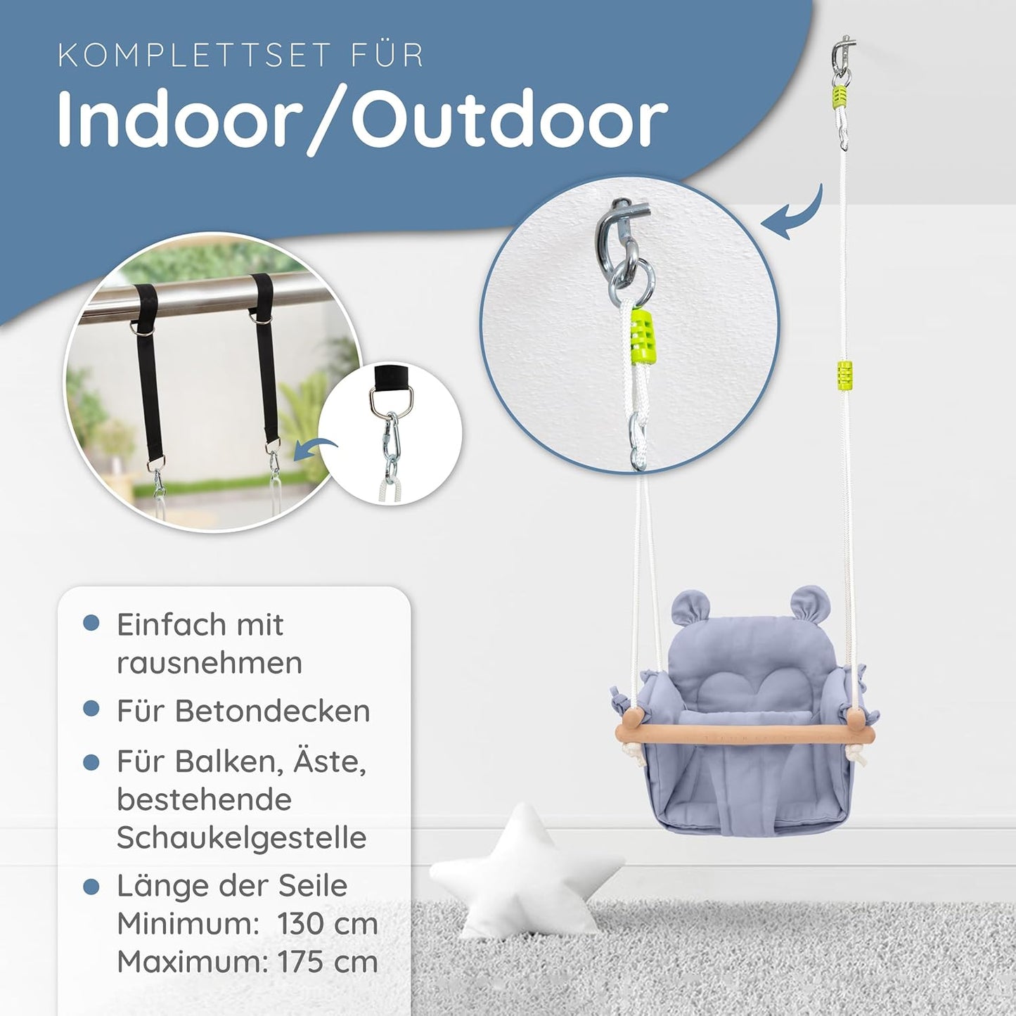 3 in 1 Baby- und Kinderschaukel, Blau