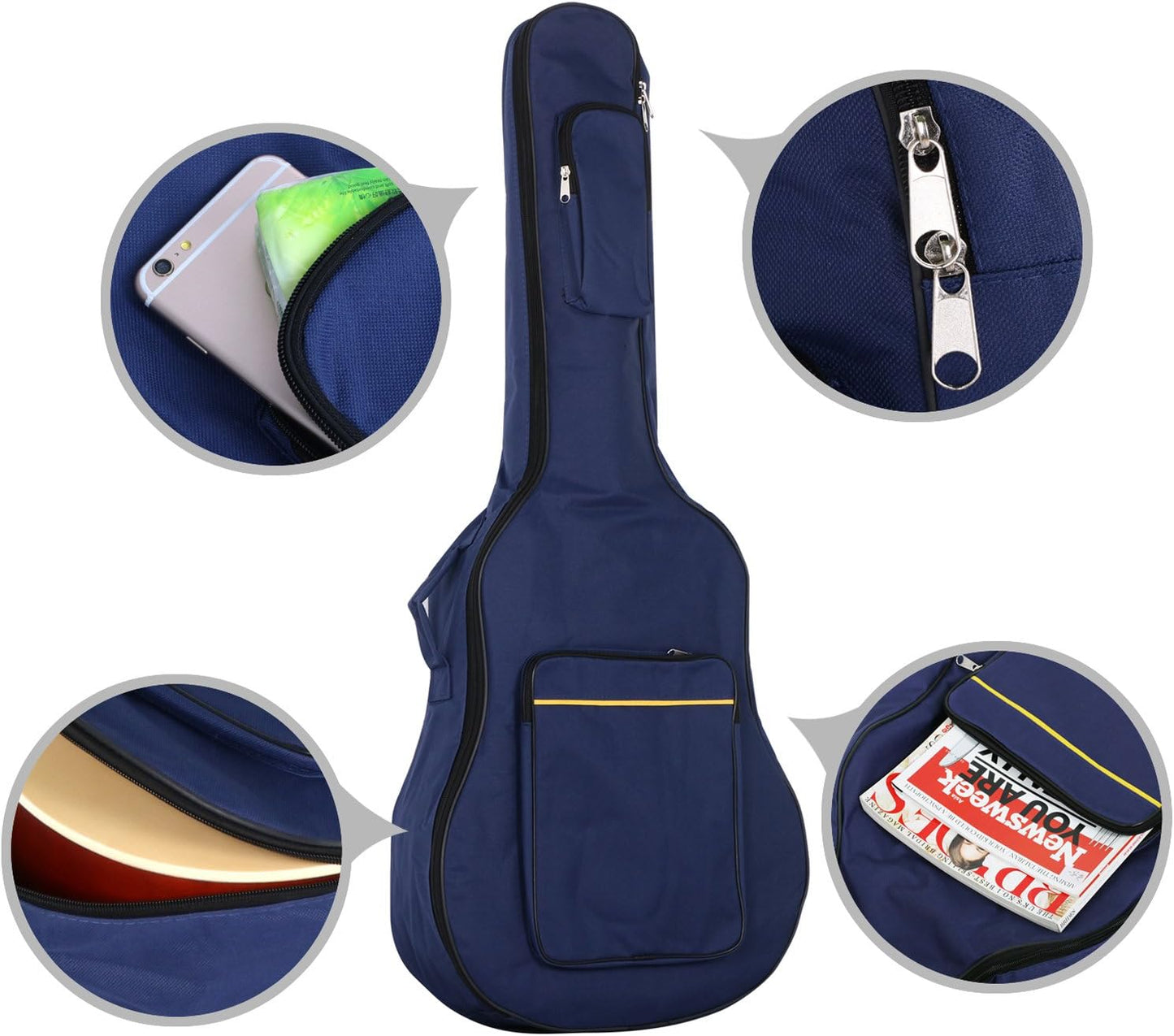 Wasserdichte Gitarrentasche mit Schultergurten, Blau