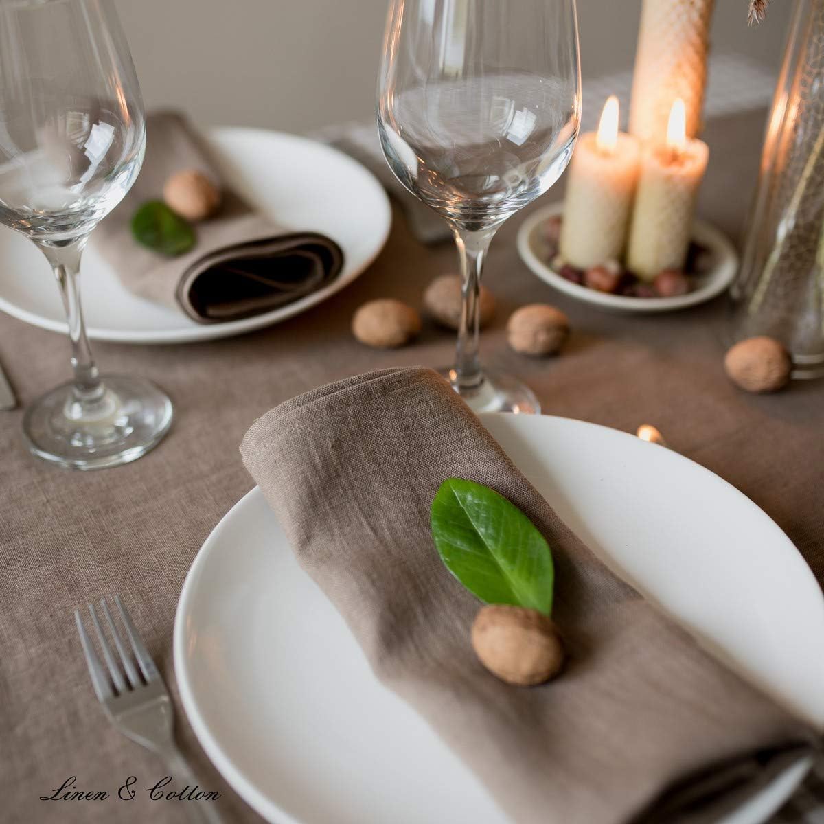 4-teiliges Stoffservietten-Set Hygge, Beige Servietten - 32 x 32cm