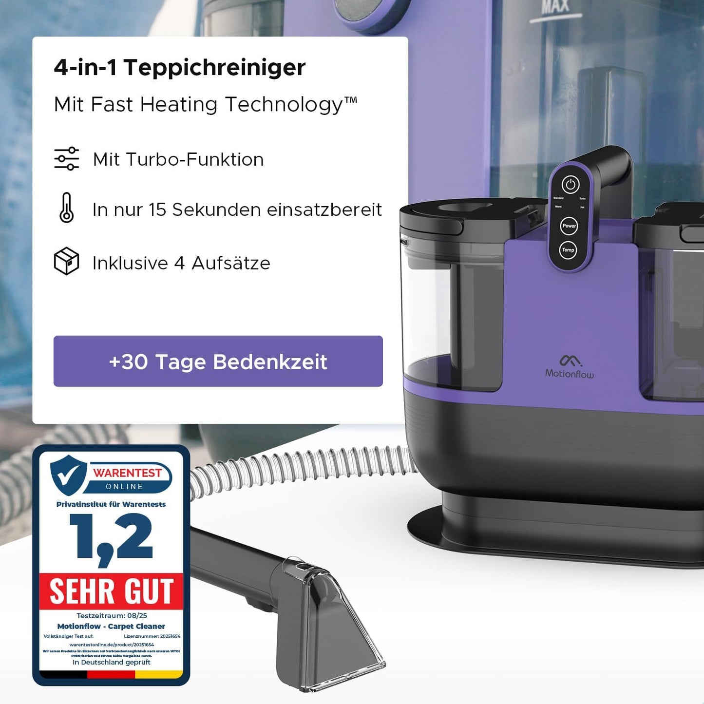 Teppich- und Polsterreiniger mit Heizfunktion, Schwarz