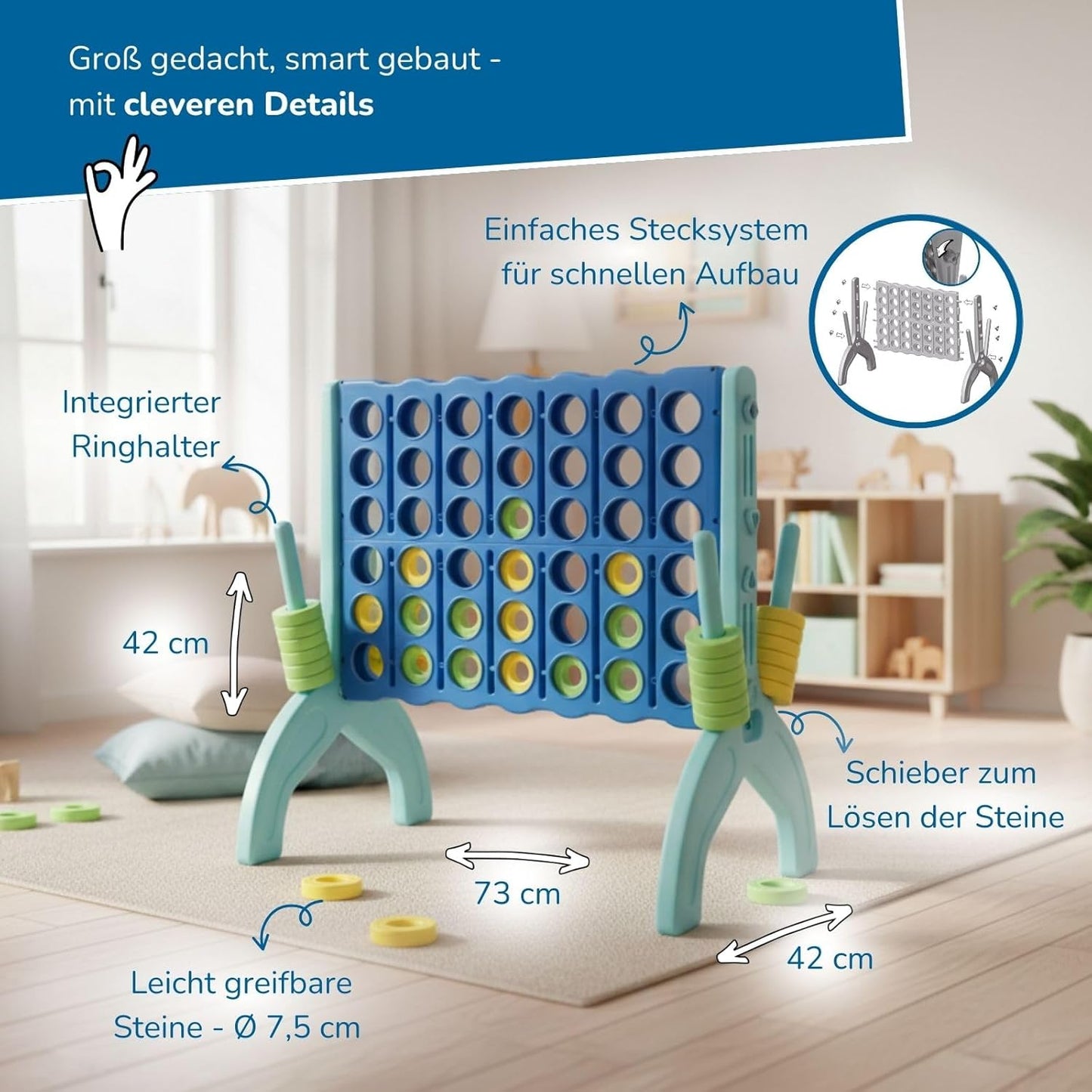 XL 4 Gewinnt Strategiespiel für drinnen & draussen, XL