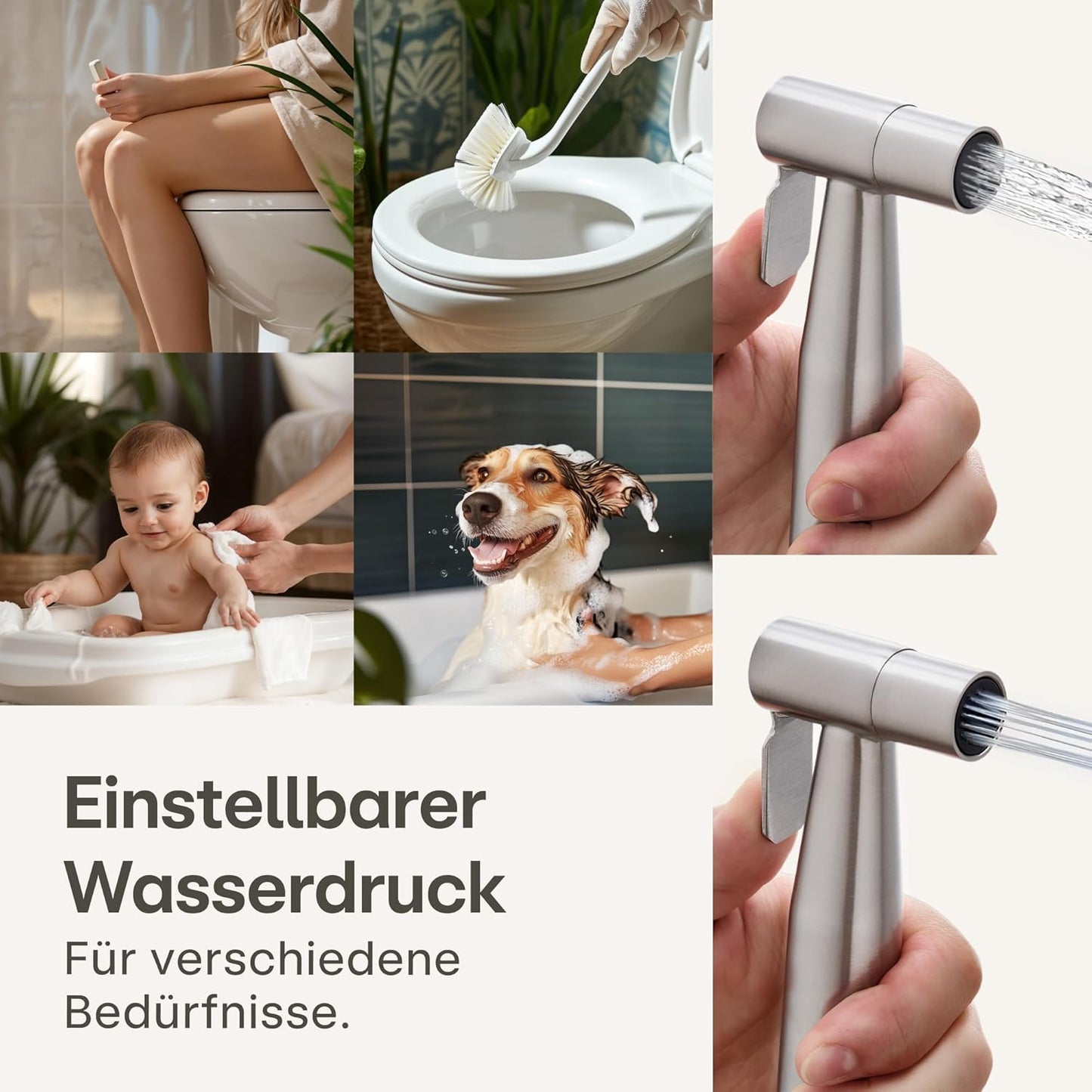 Bidet Set mit Handbrause, Schlauch & Halter