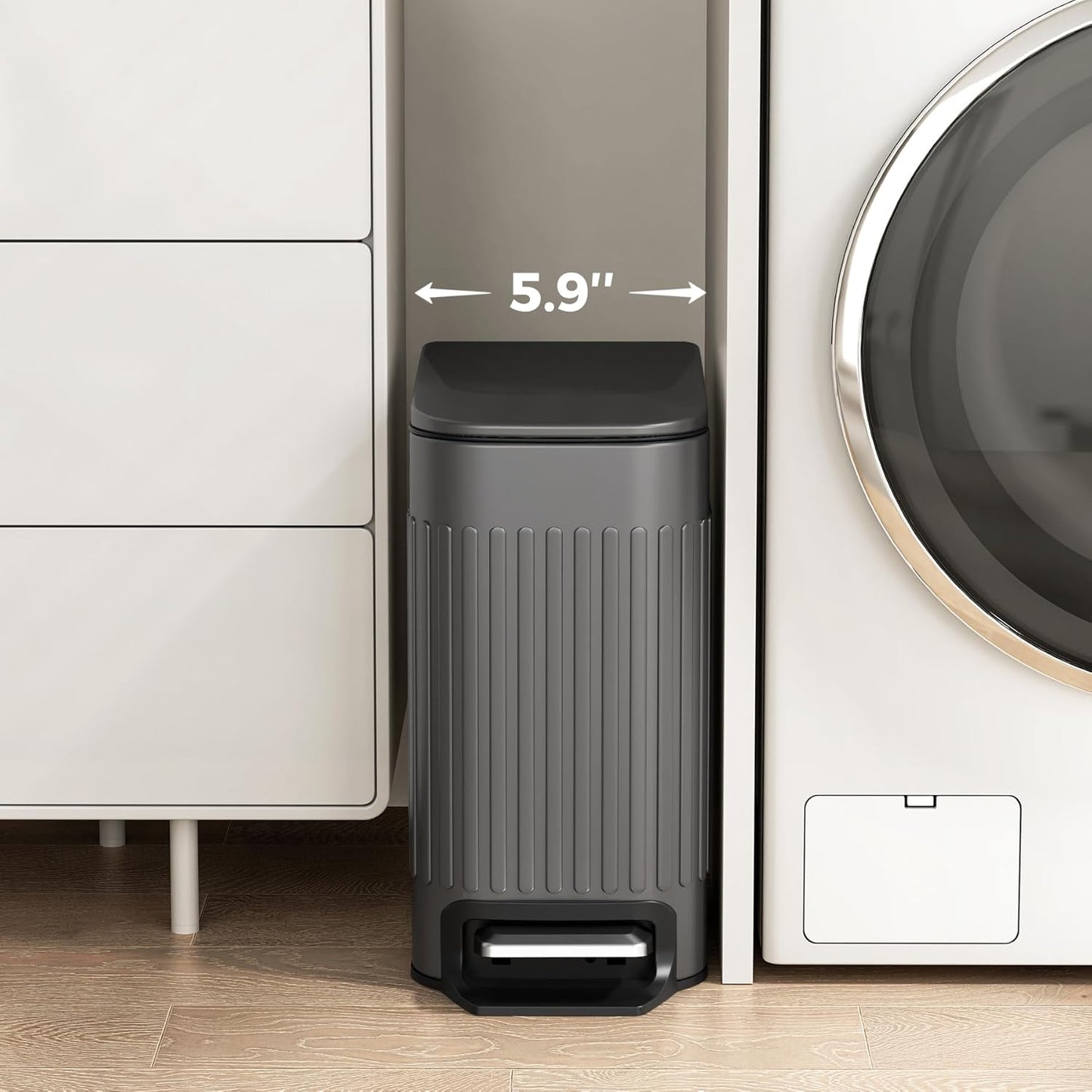 Mülleimer mit Soft Close Deckel, Grau
