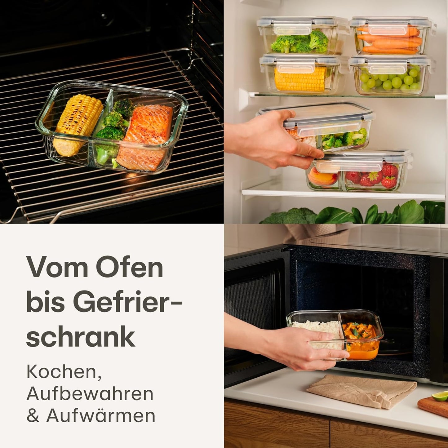2er-Set Vorratsdose mit 2 Fächern, 2x mit 2 Fächern