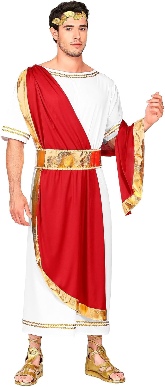 Römischer Kaiser Nero Kostüm Tunika mit Schärpe, Gürtel, Lorbeerkranz, L
