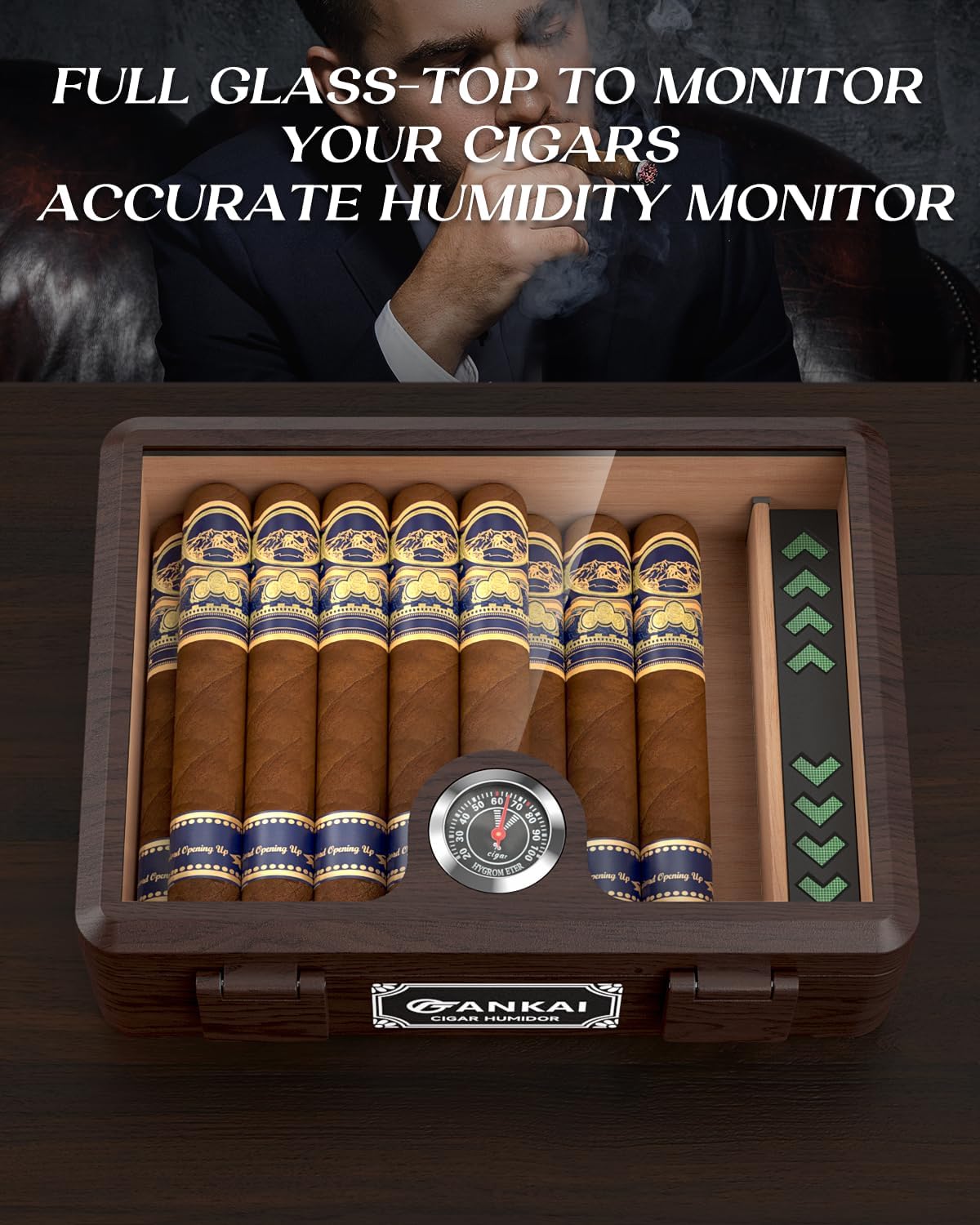 Zigarren-Humidor mit Zubehör-Set, Braun