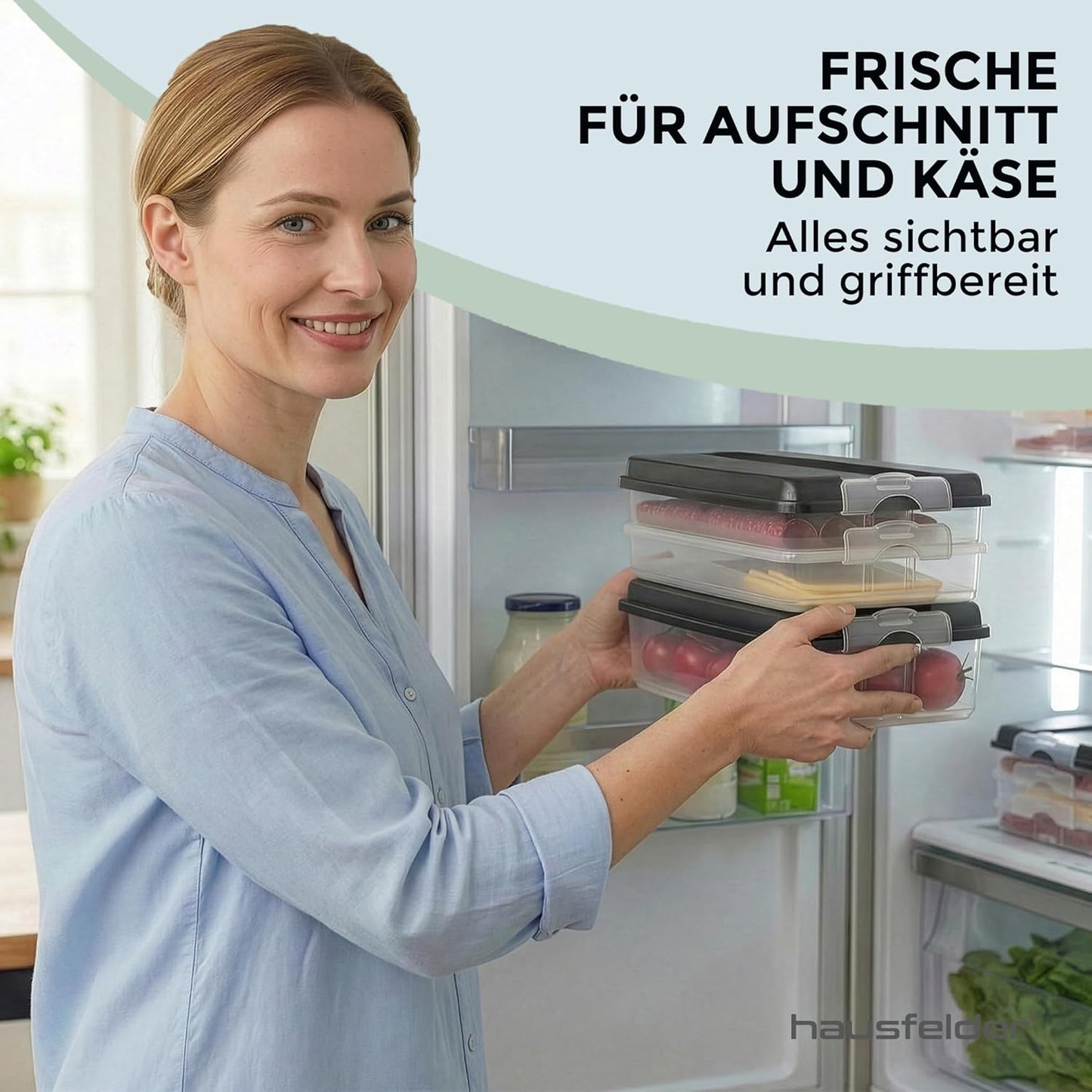 10-teiliges Aufschnittboxen-Set, 6x flach und 4x hoch, 6x flach und 4x hoch, Deckel Anthrazit