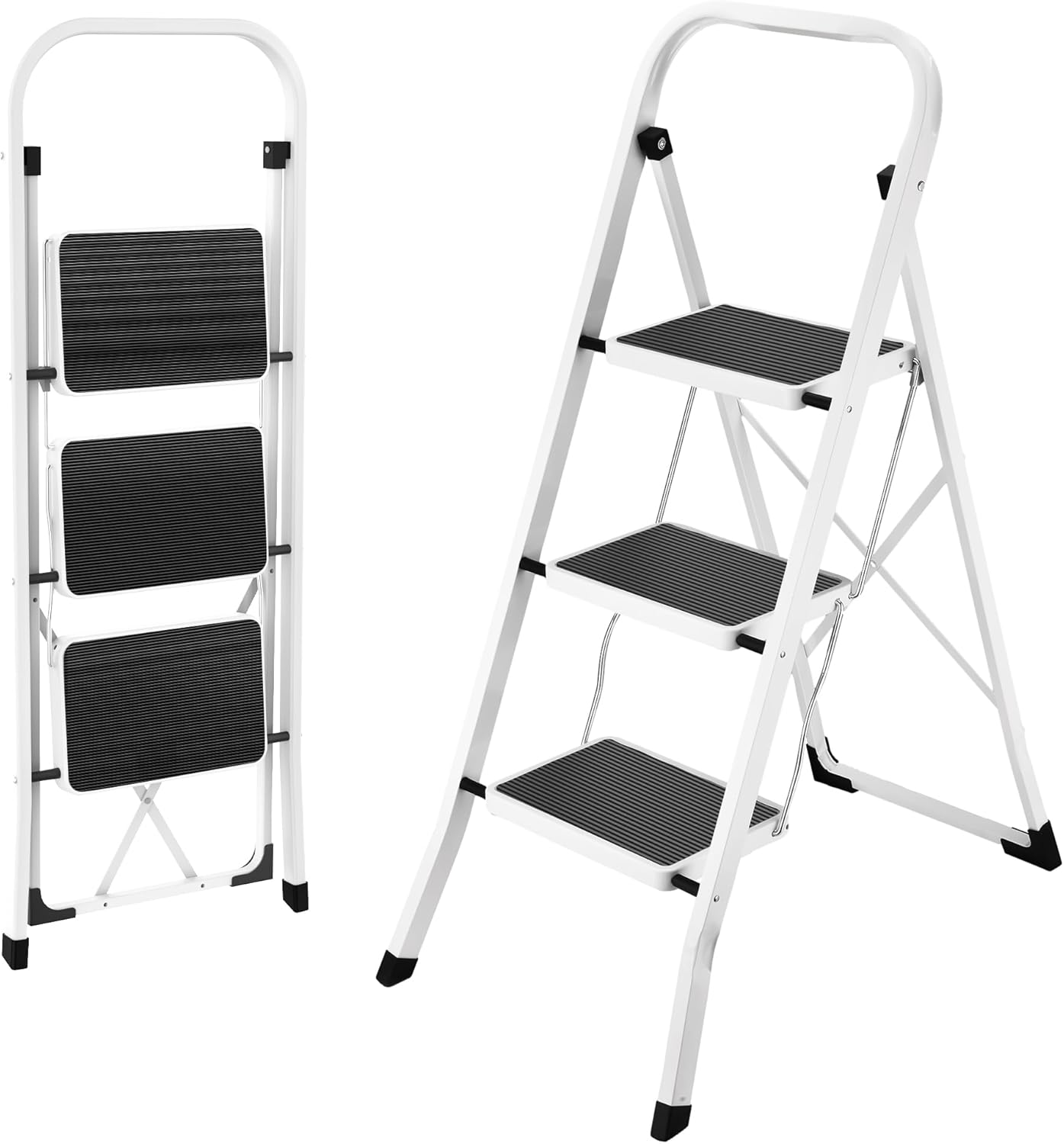 Klappbare Trittleiter, Weiss 3-Stufen