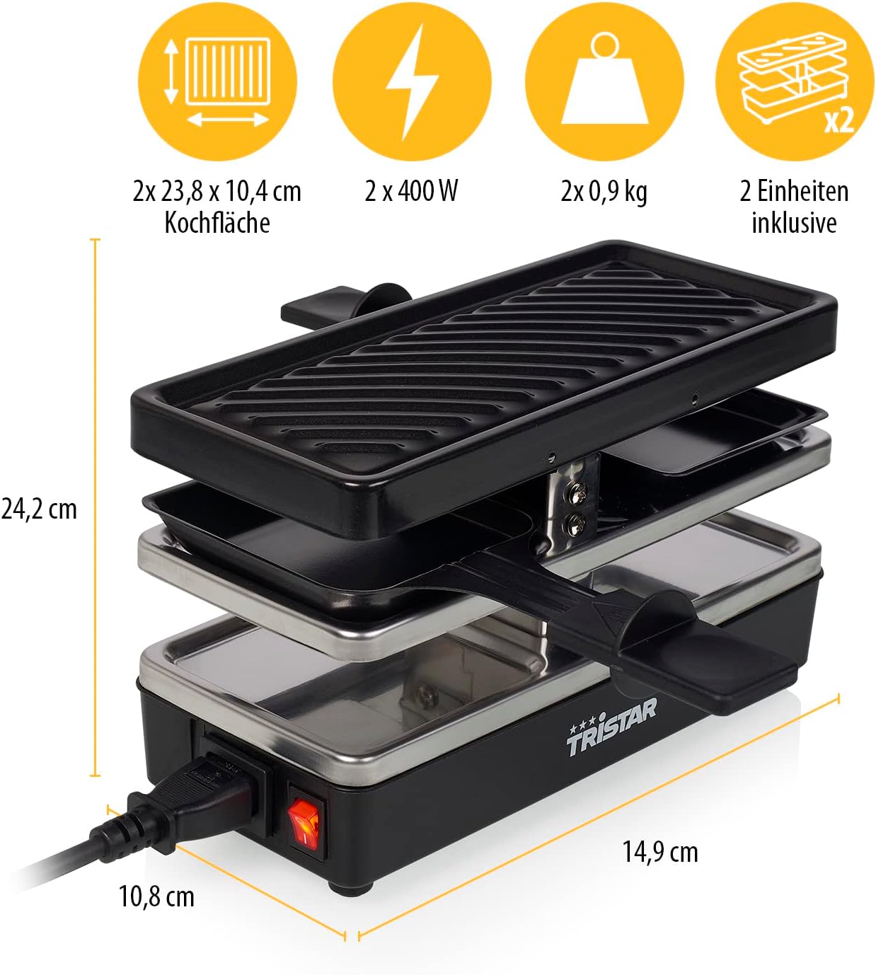 Erweiterbares Raclette Set RA-2742 für 4 Personen, 4 Personen