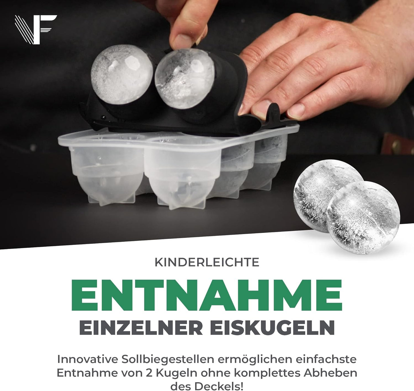 XXL Eiskugelform 3er-Set für Cocktails, 3x Eiskugelform