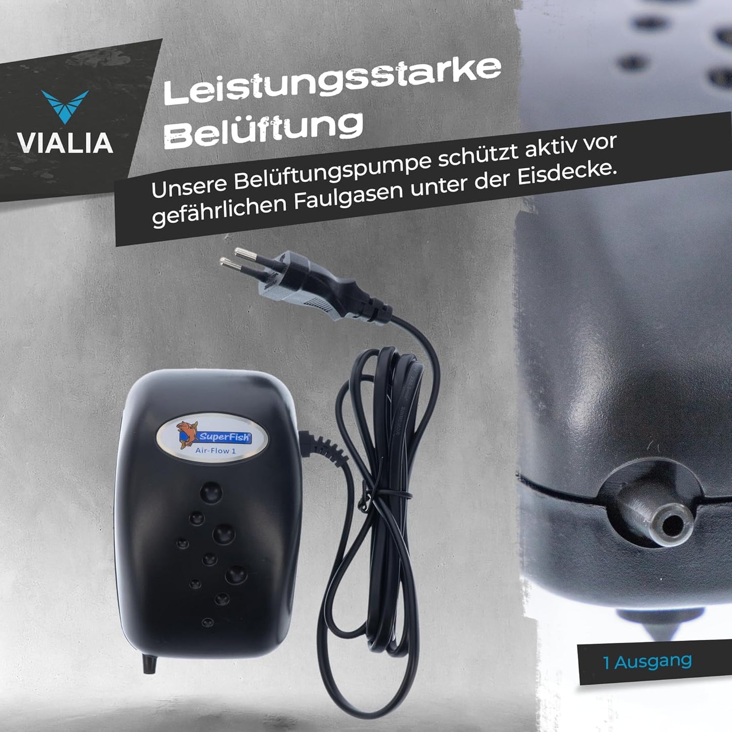 Eisfreihalter Gartenteich-Set mit Belüftungspumpe, Set mit Superfish Air Flow 1 Pumpe