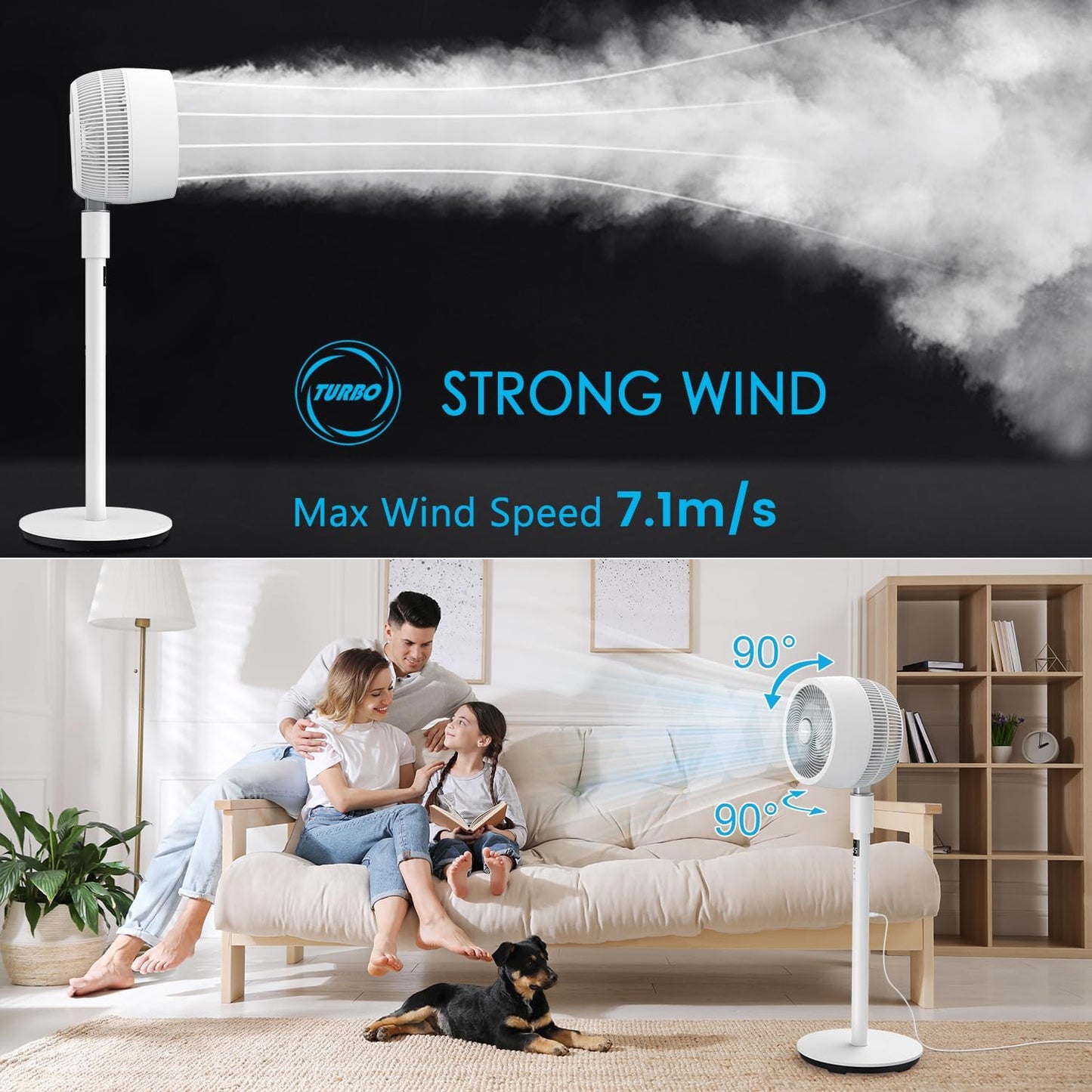 Standventilator mit 3D-Oszillation & Fernbedienung