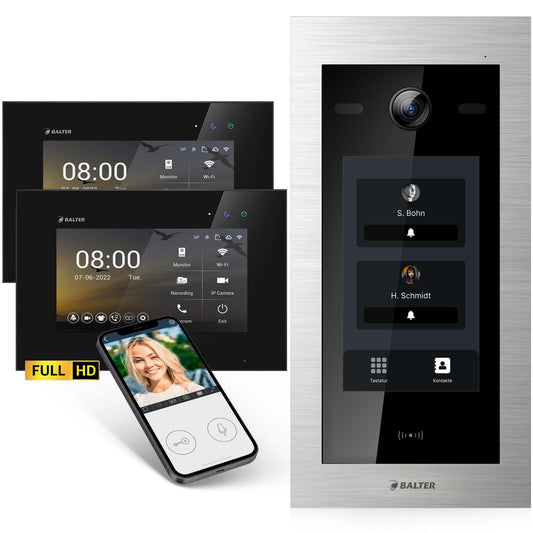 EVO-HD Video-Türsprechanlage mit Touchscreen, Silber/Schwarz 2 Familienhaus