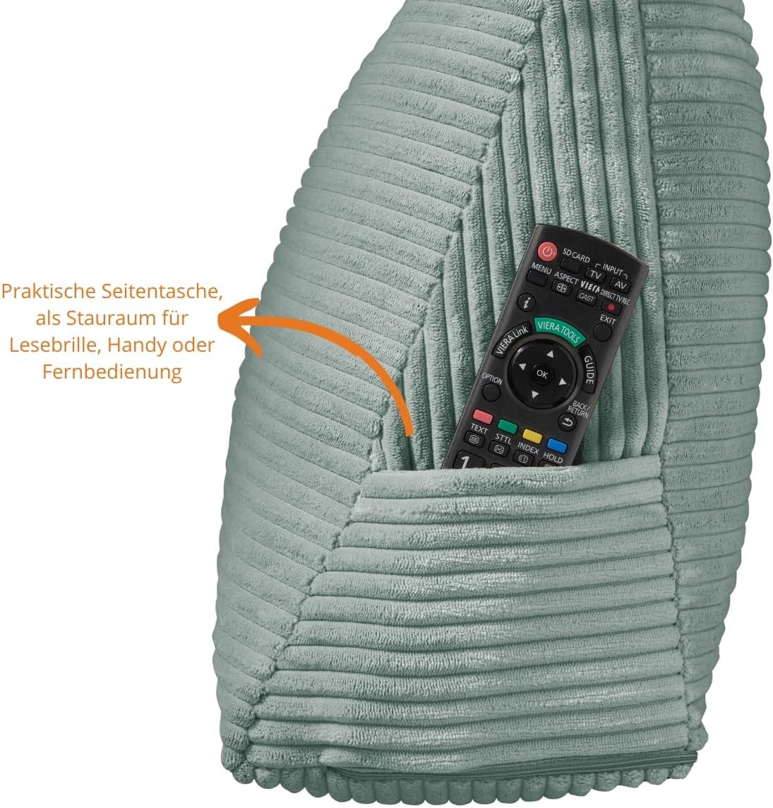 Lesekissen in Keilform, Cord: Türkis 70 x 40 x 20 cm