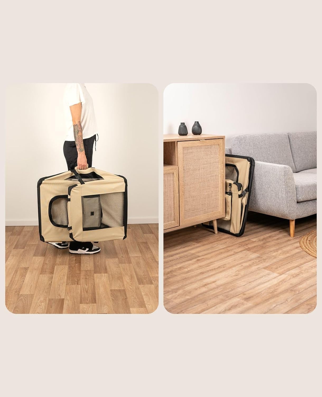 Hundetransporttasche, Beige, 3 - M: 70x52x50 cm