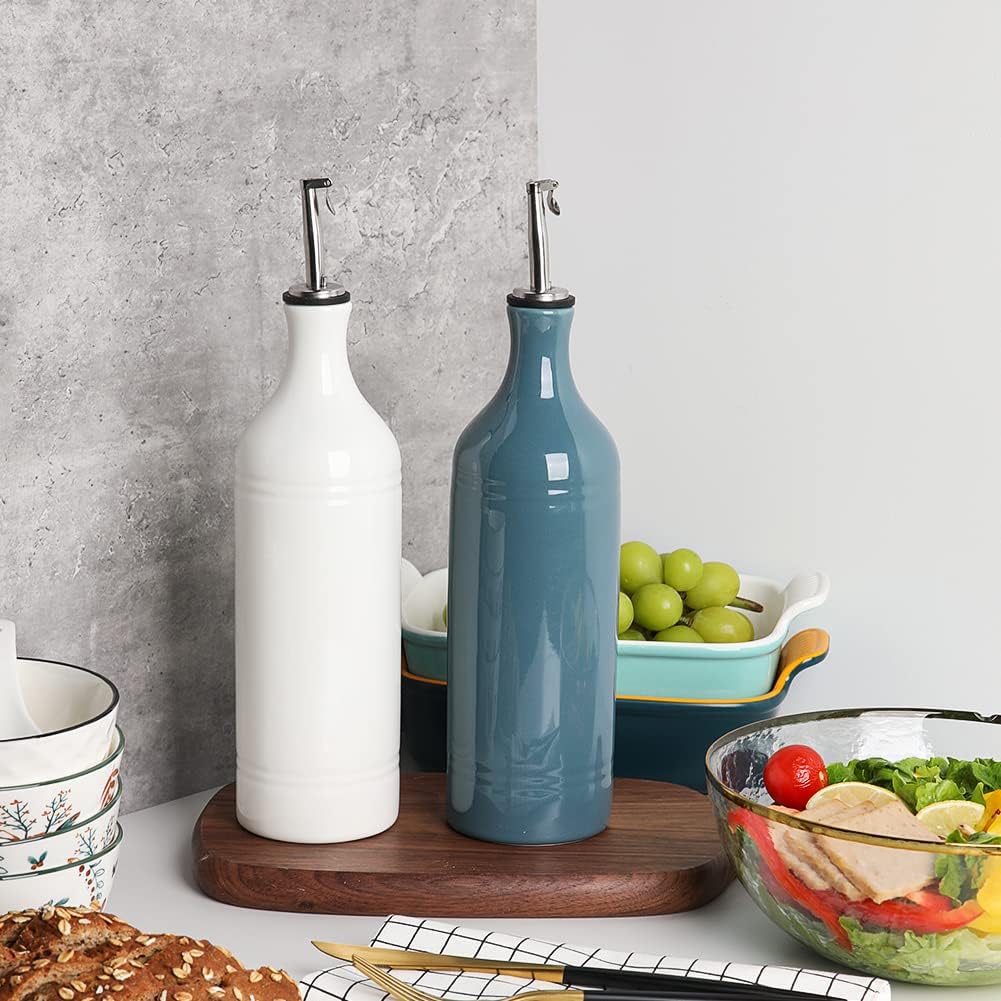 Keramik-Olivenölspenderflasche, Weiss 680 ml