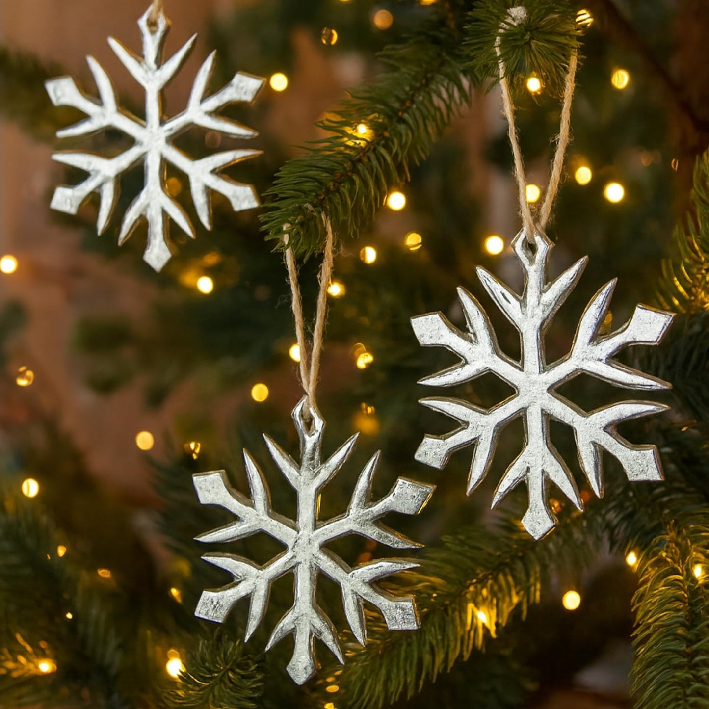 Schneeflocken-Set, 6 Stück 6 Stück - 11cm - Alu