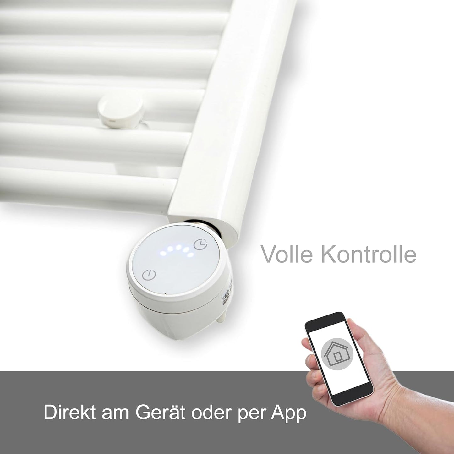 Elektrischer Badheizkörper mit WiFi & Bluetooth, Weiss 1775h x 400b